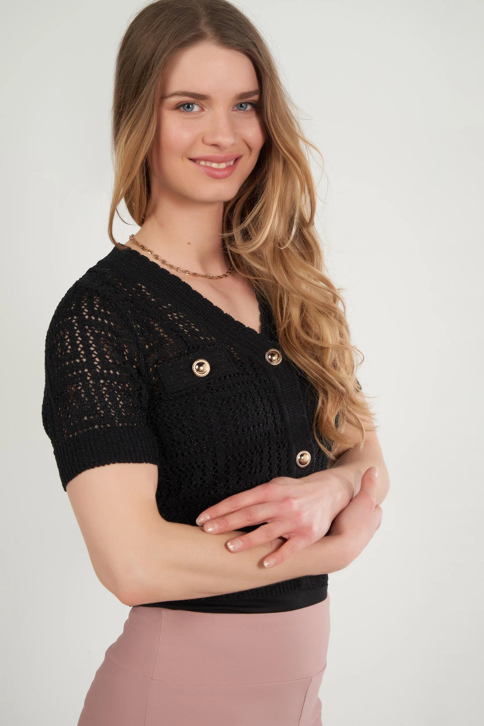 Cardigan en crochet à manches courtes - DONA - (E-A10) - Image 9