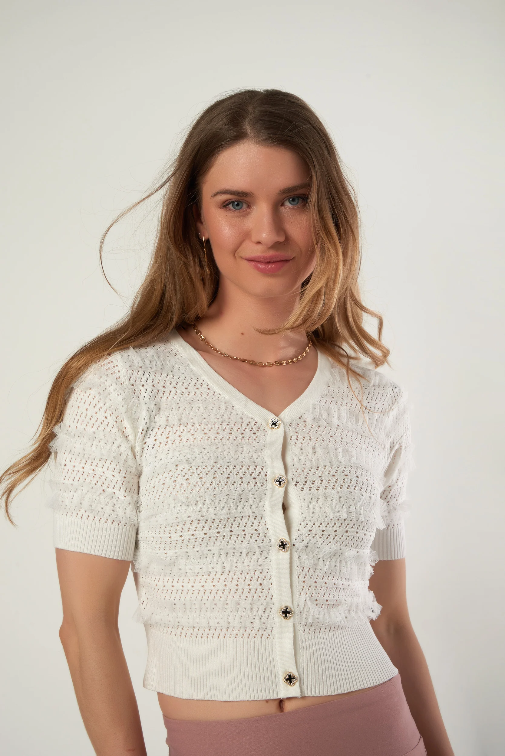 Cardigan chic à boutons bijoux - YASMINA - (E-A5)