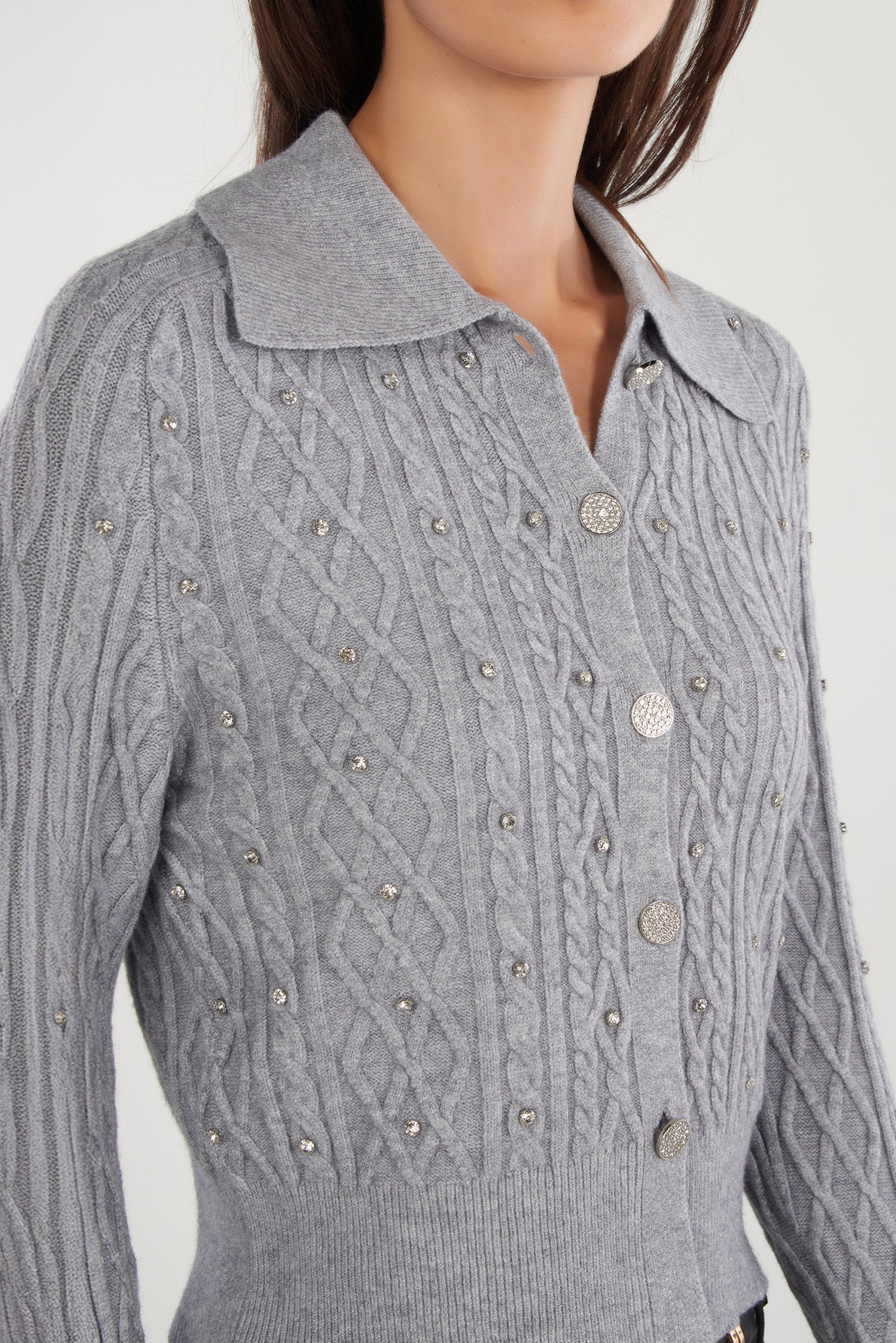 Cardigan torsadé avec pierres - FS162 - (E-A9) - Image 12