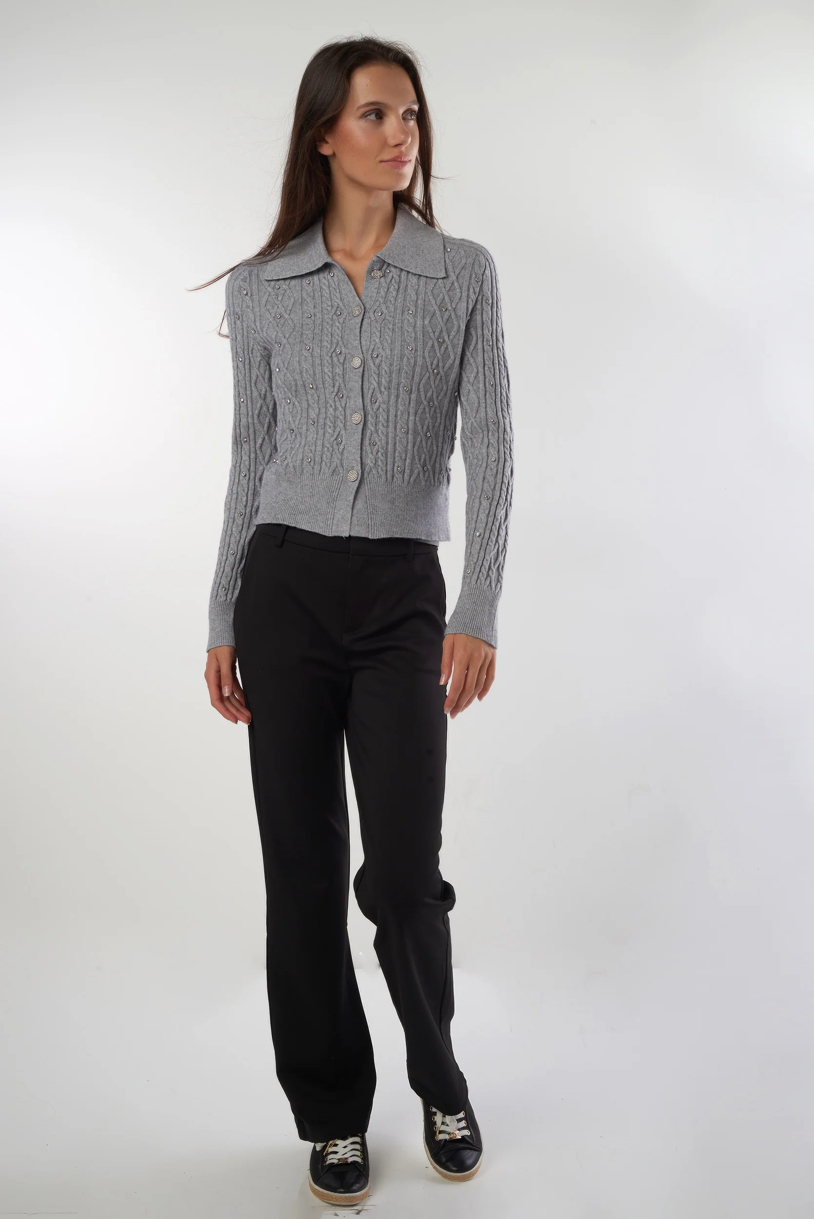 Cardigan torsadé avec pierres - FS162 - (E-A9) - Image 13