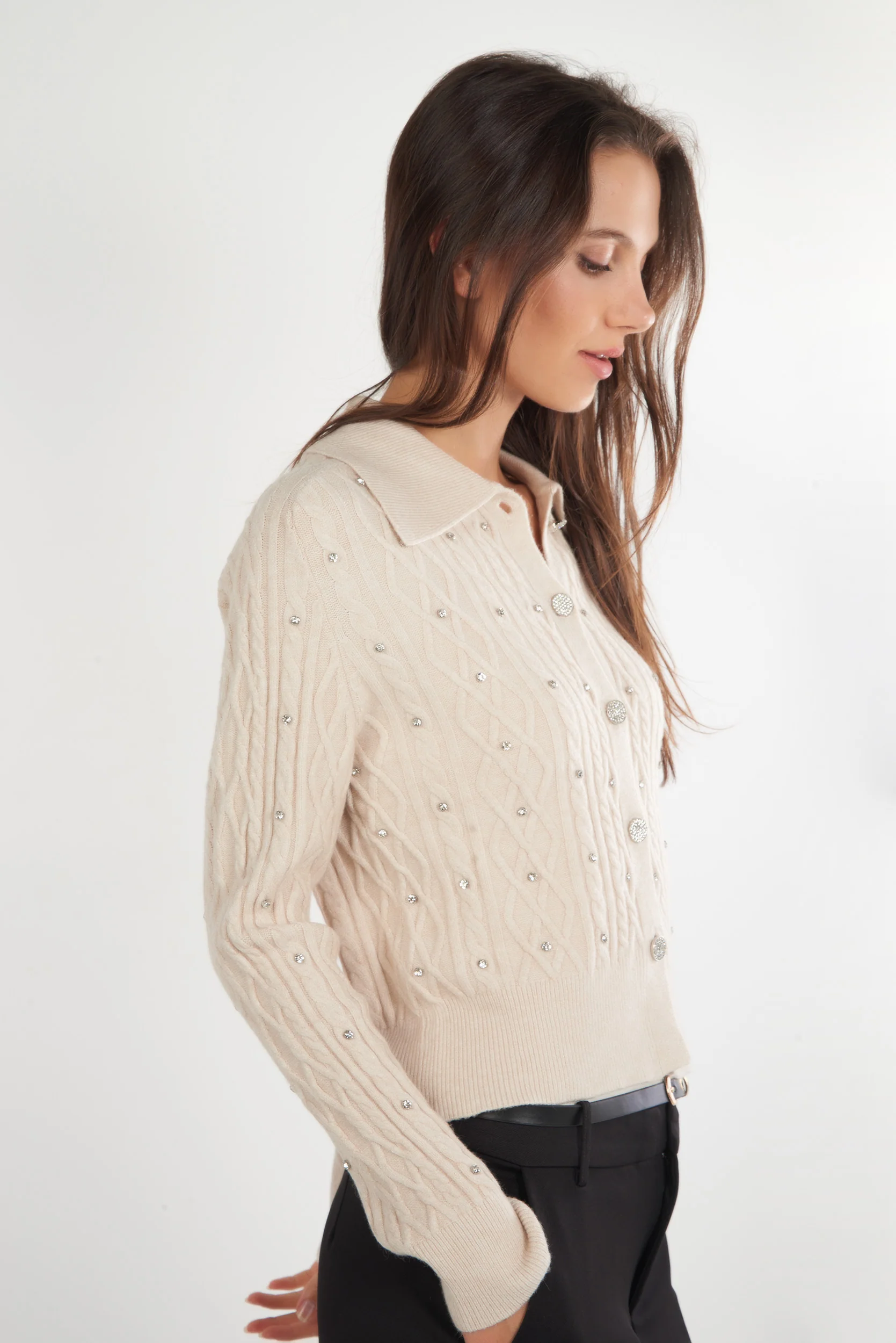 Cardigan torsadé avec pierres - FS162 - (E-A9) - Image 3