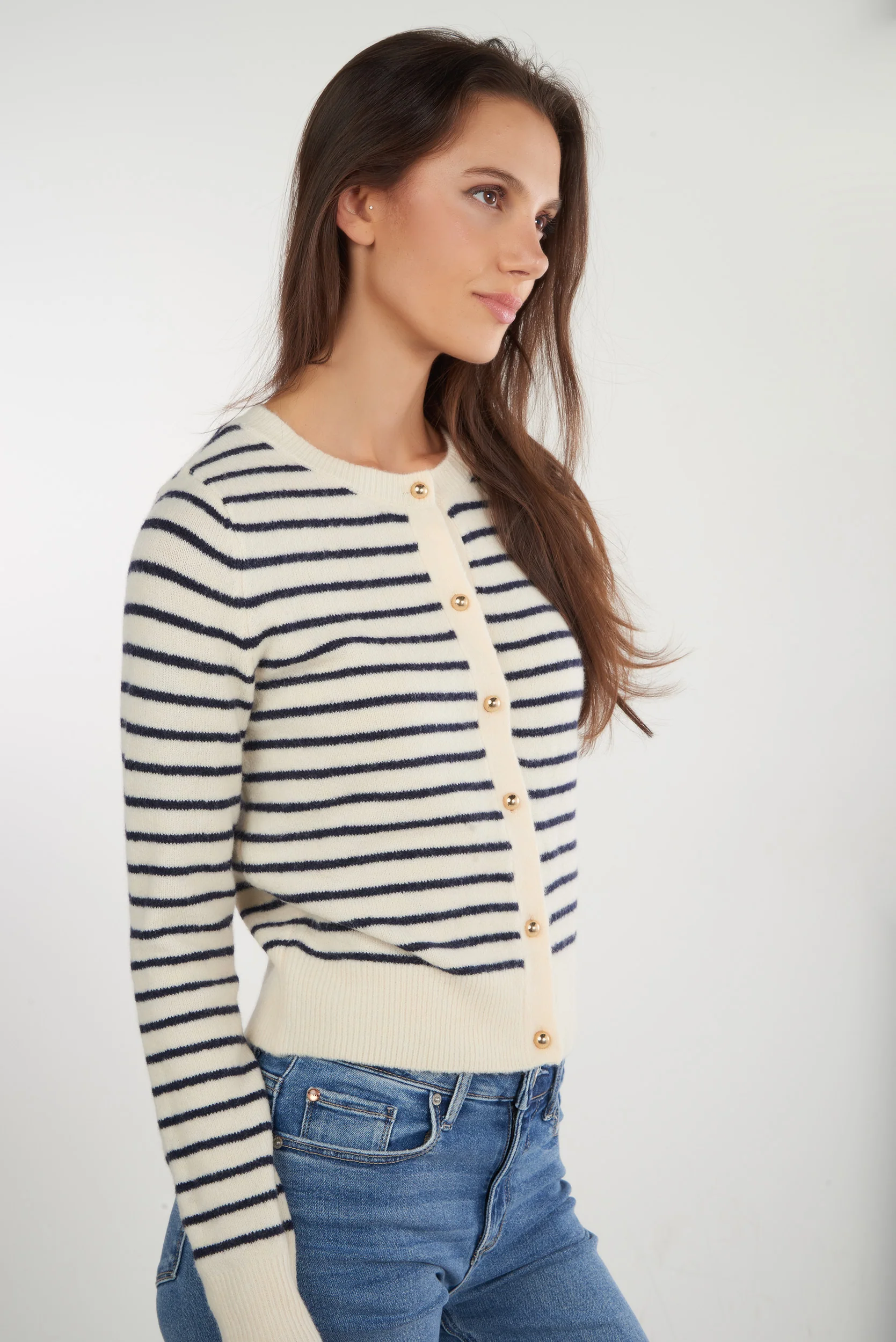 Cardigan rayé avec boutons - ETHEL - (E-B4) - Image 10