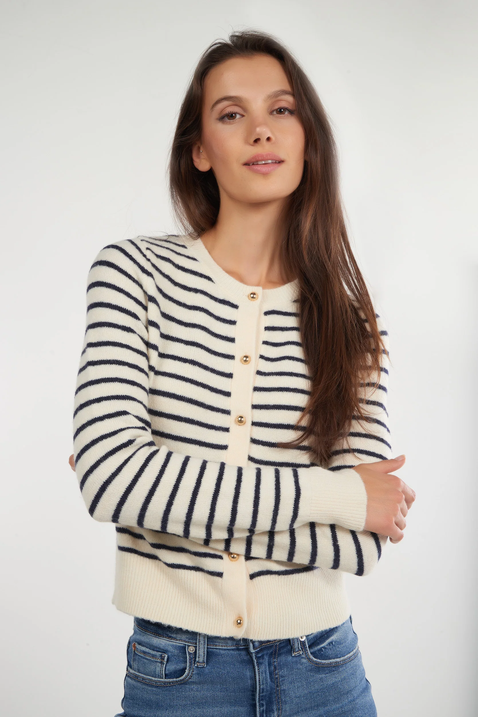 Cardigan rayé avec boutons - ETHEL - (E-B4) - Image 8