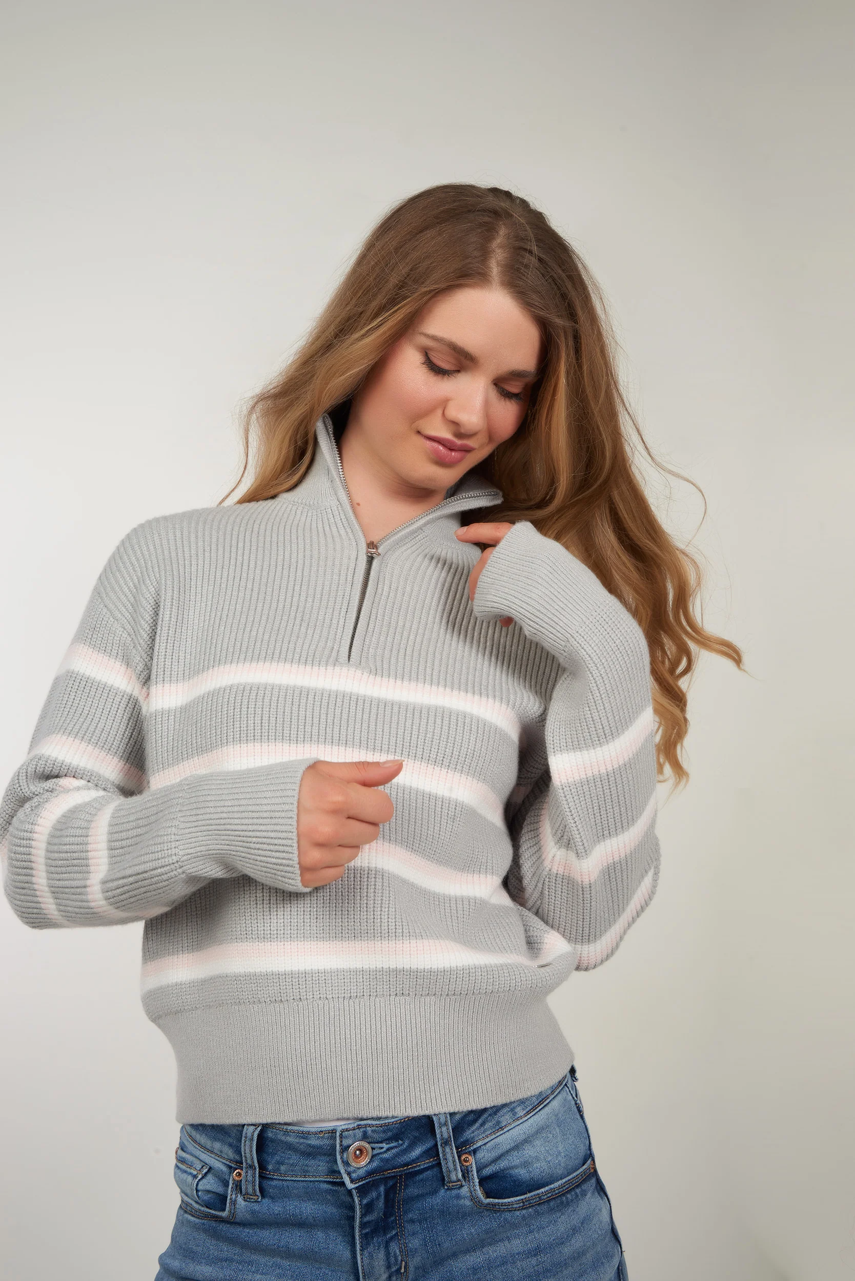 Chandail rayé avec zip - COZY-Y2 - (E-B5) - Image 10