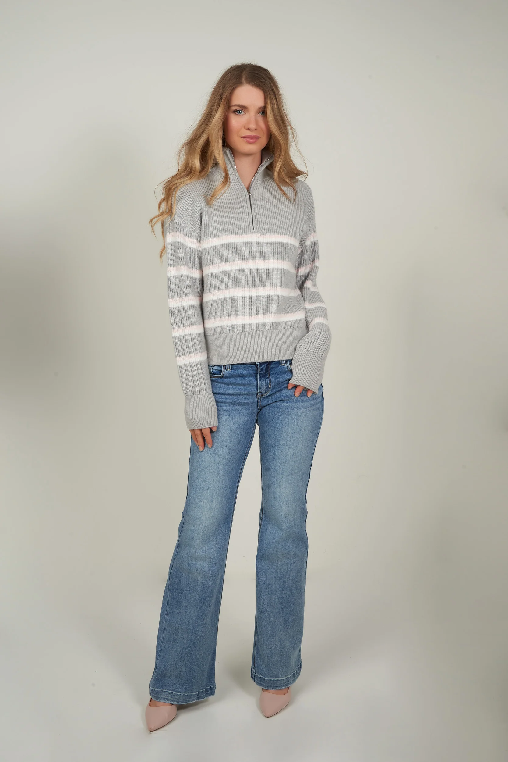Chandail rayé avec zip - COZY-Y2 - (E-B5) - Image 12