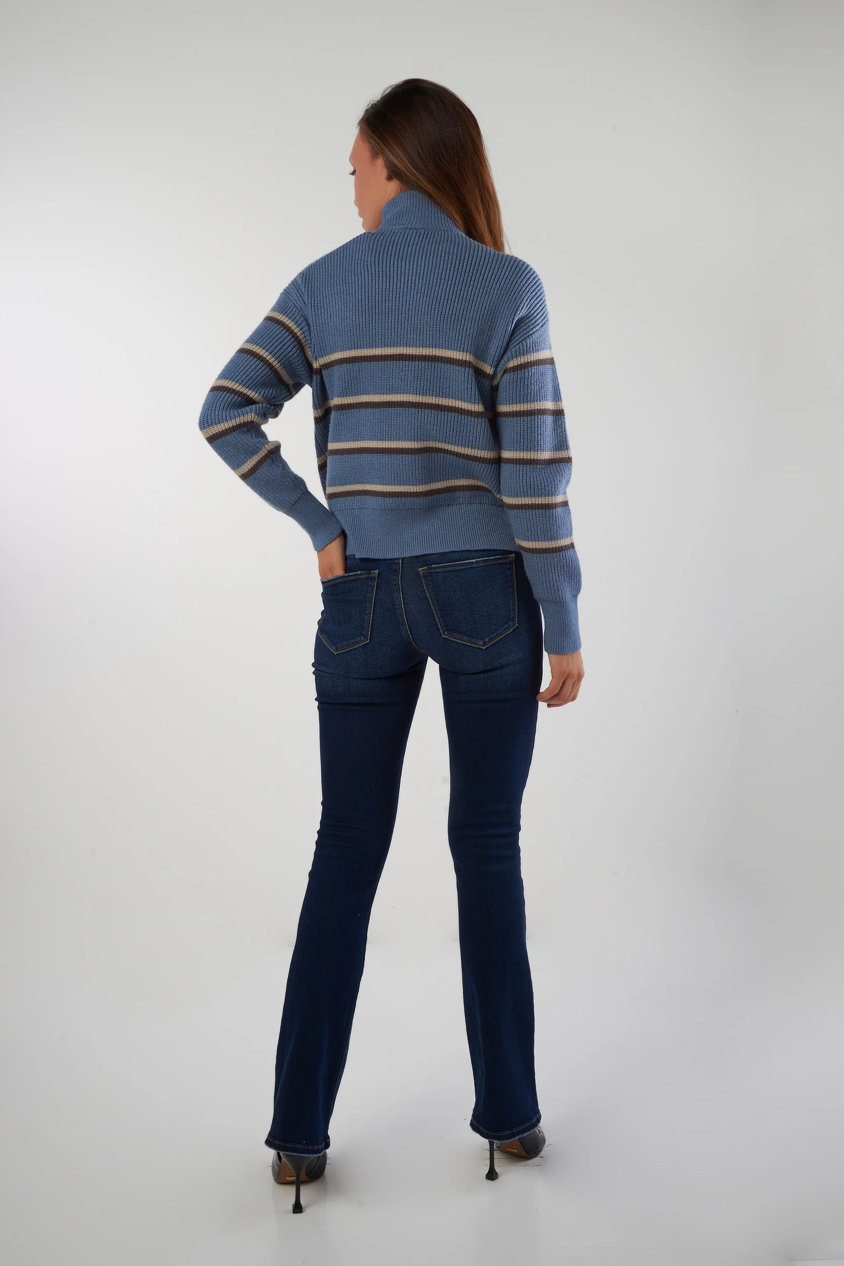 Chandail rayé avec zip - COZY-Y2 - (E-B5) - Image 6