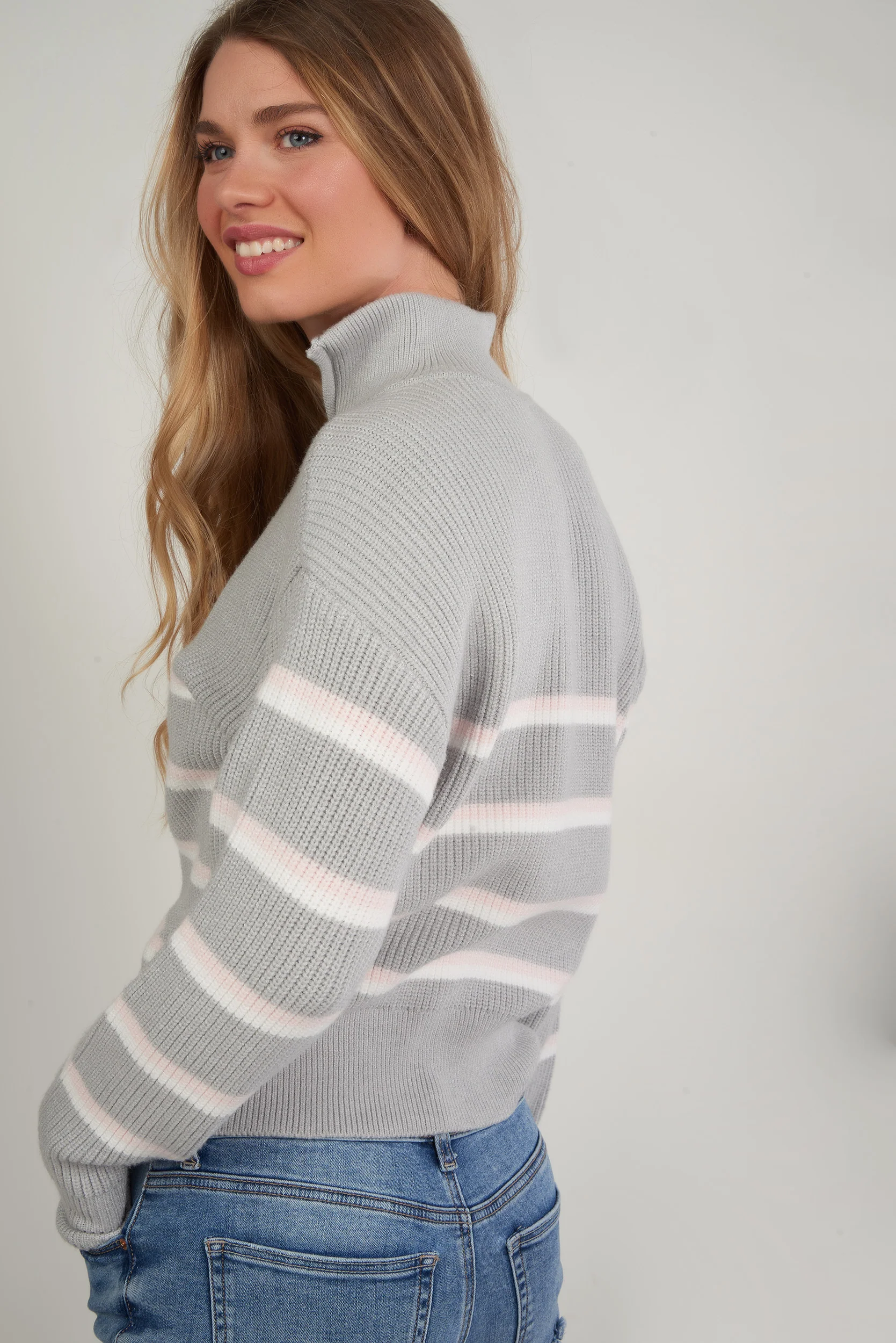 Chandail rayé avec zip - COZY-Y2 - (E-B5) - Image 9