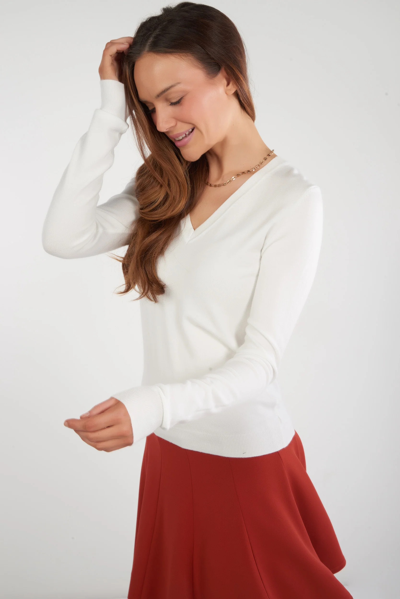 Chandail basique avec col en V - LT25053 - (E-A1) - Image 3