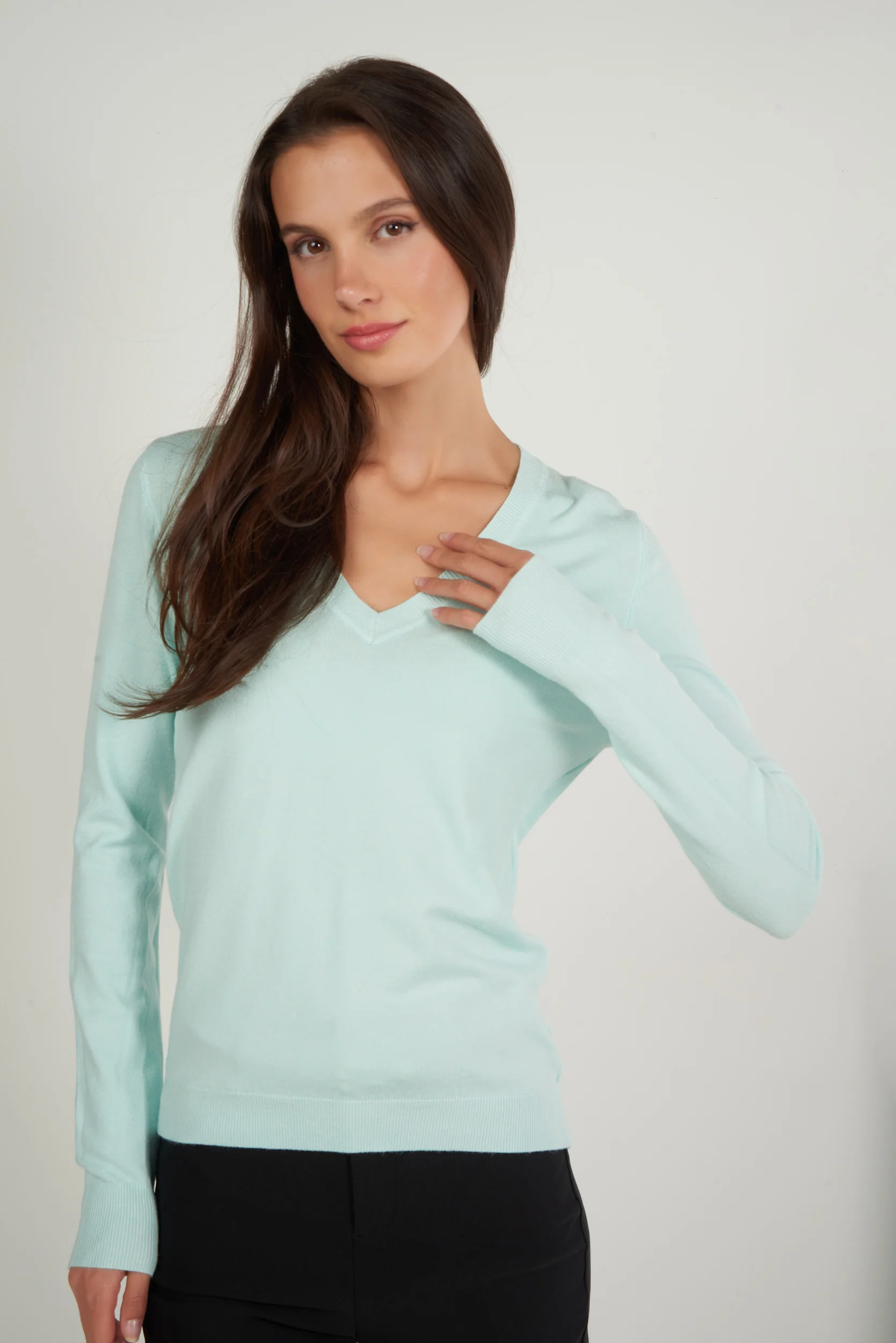 Chandail basique avec col en V - LT25053 - (E-A1) - Image 33