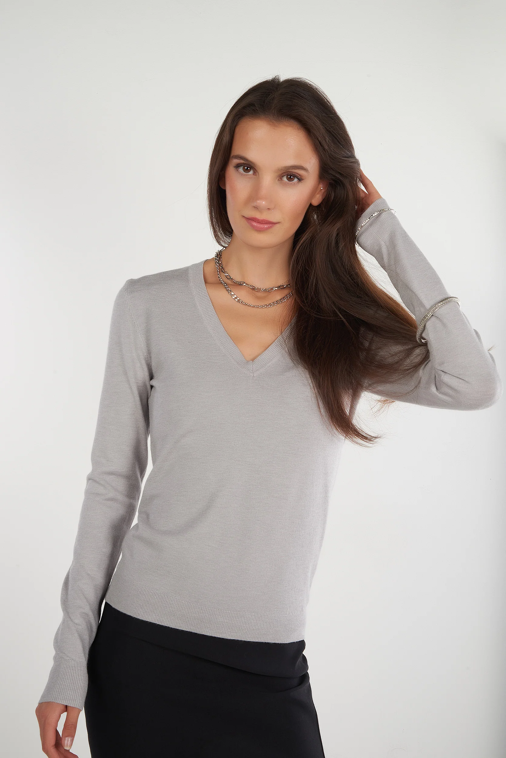 Chandail basique avec col en V - LT25053 - (E-A1) - Image 37