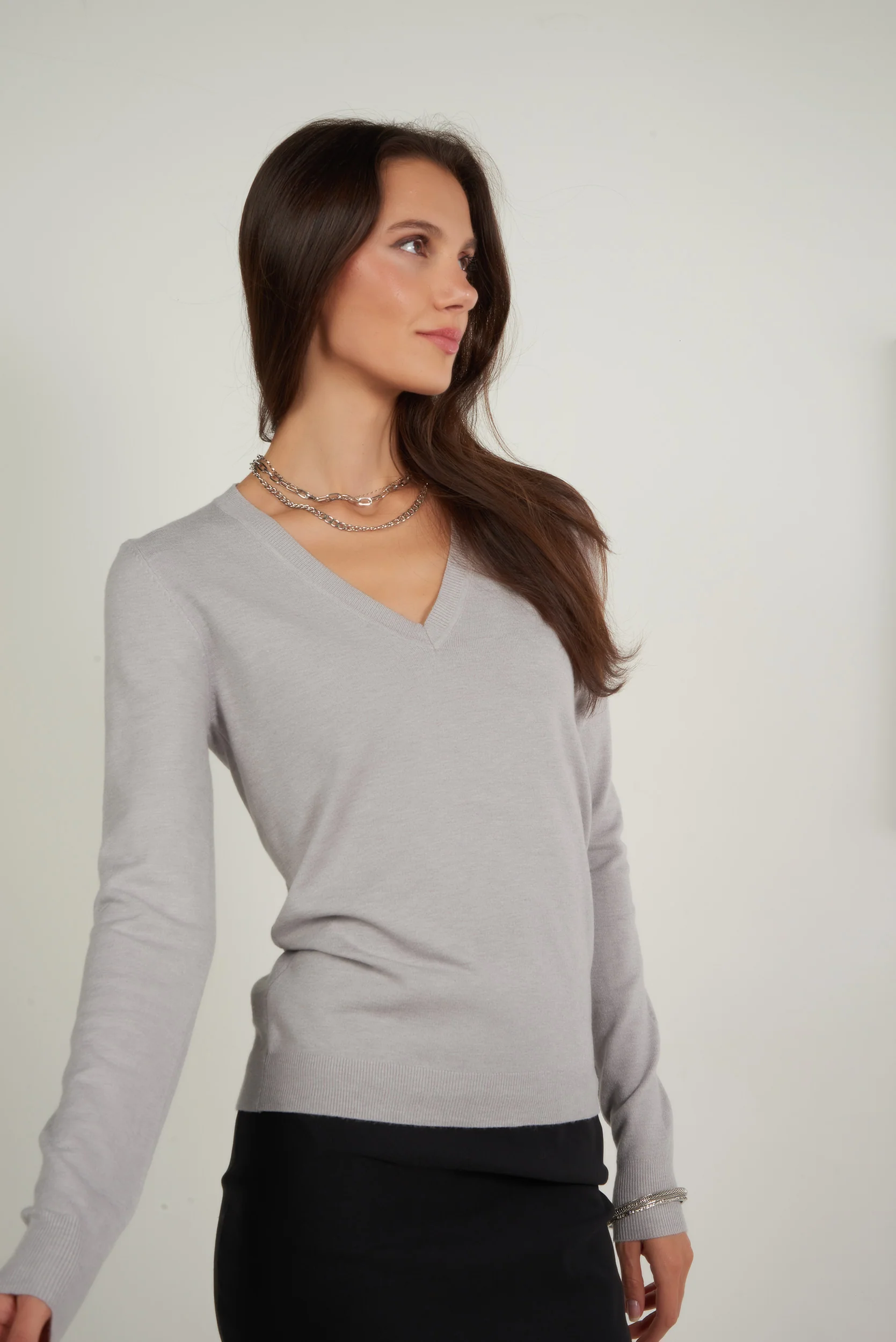 Chandail basique avec col en V - LT25053 - (E-A1) - Image 39