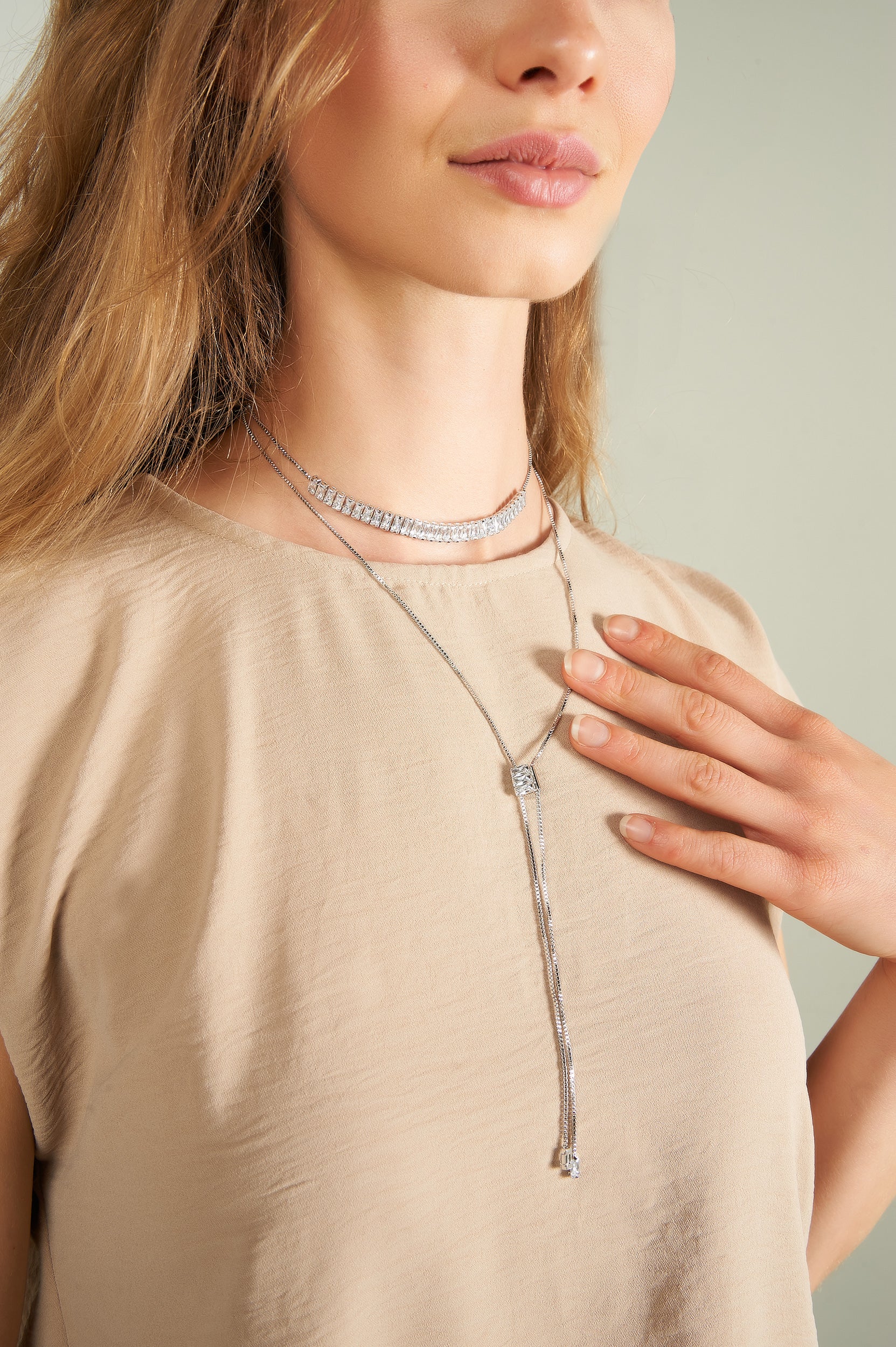 Collier double avec cristaux - C1082 - VENTE FINALE - Image 3