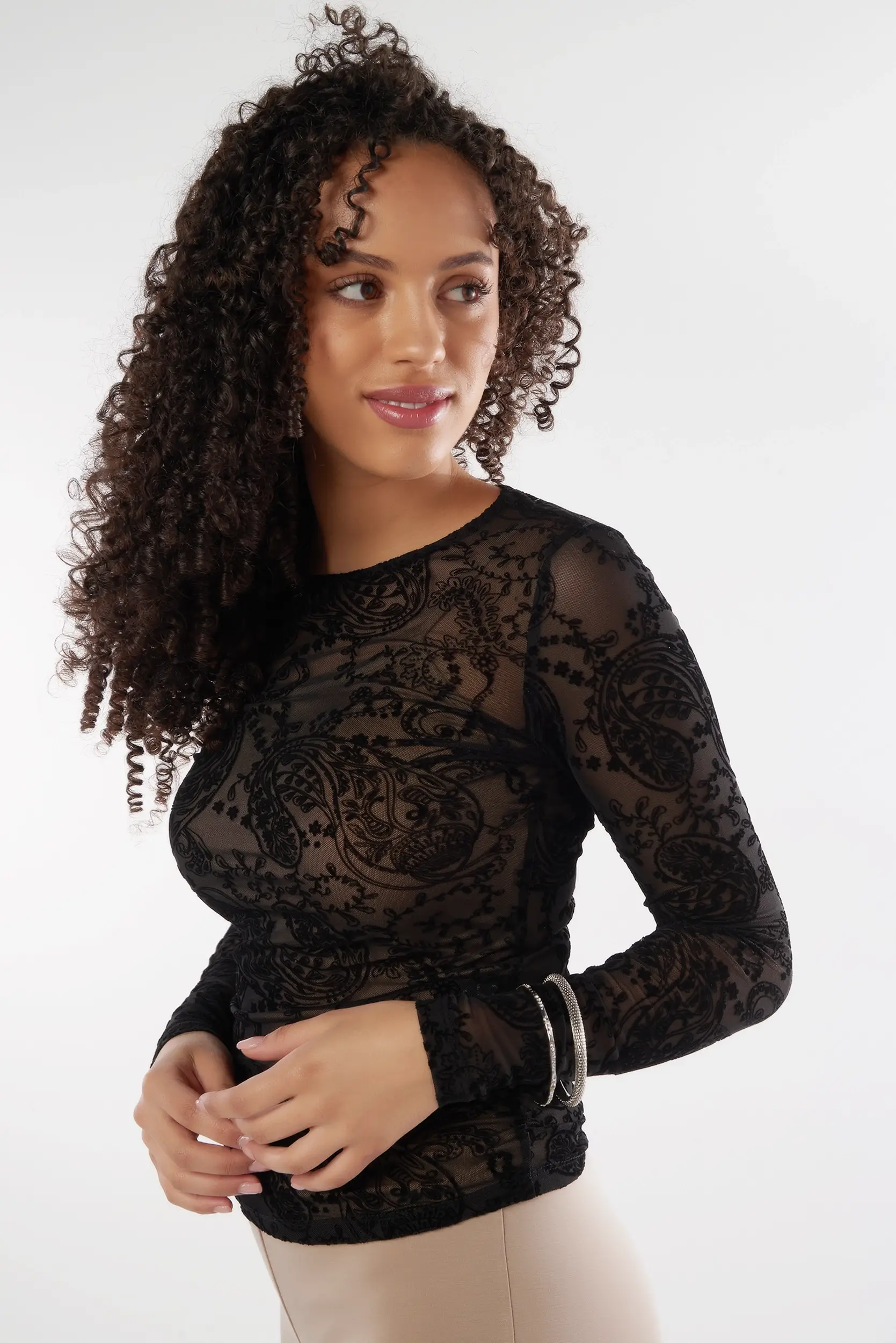 Haut à motifs en velour - ANAE-PY2 - (E-B2) - Image 2