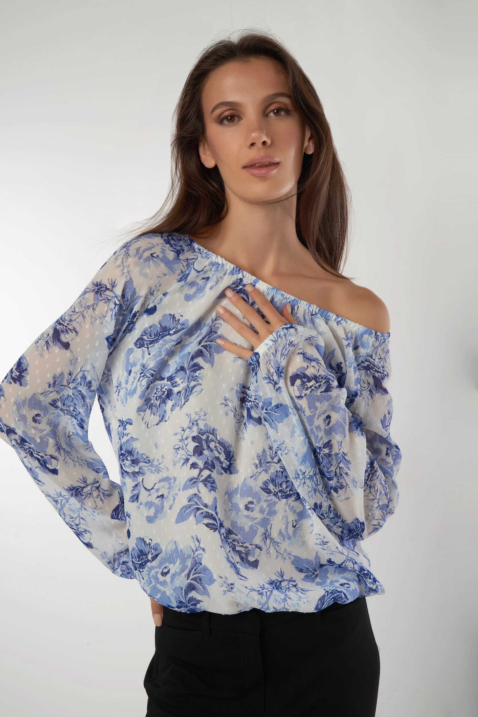 Haut en chiffon à imprimé fleuri - CLAUDINE-T - (R-A3) - Image 4