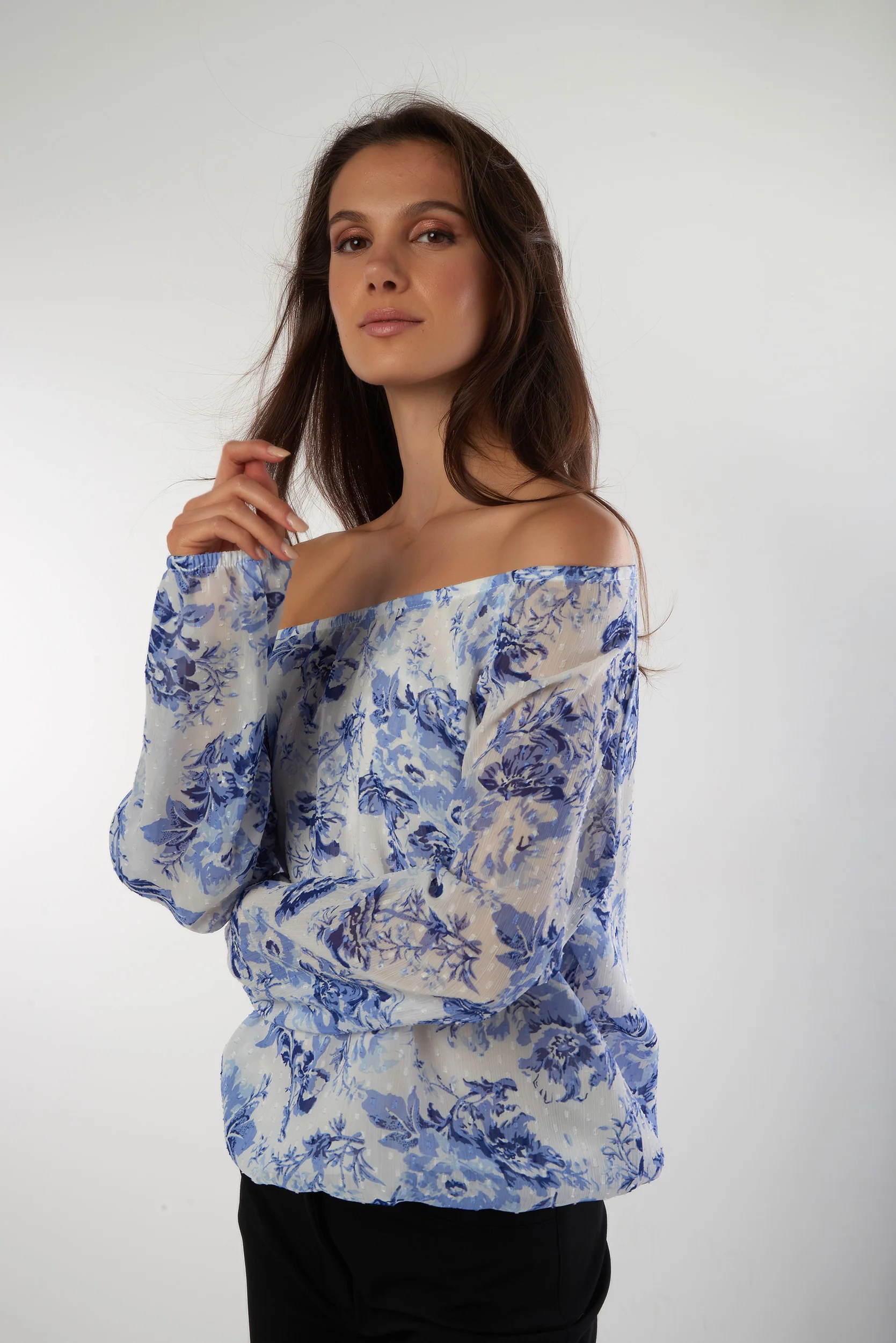 Haut en chiffon à imprimé fleuri - CLAUDINE-T - (R-A3) - Image 5