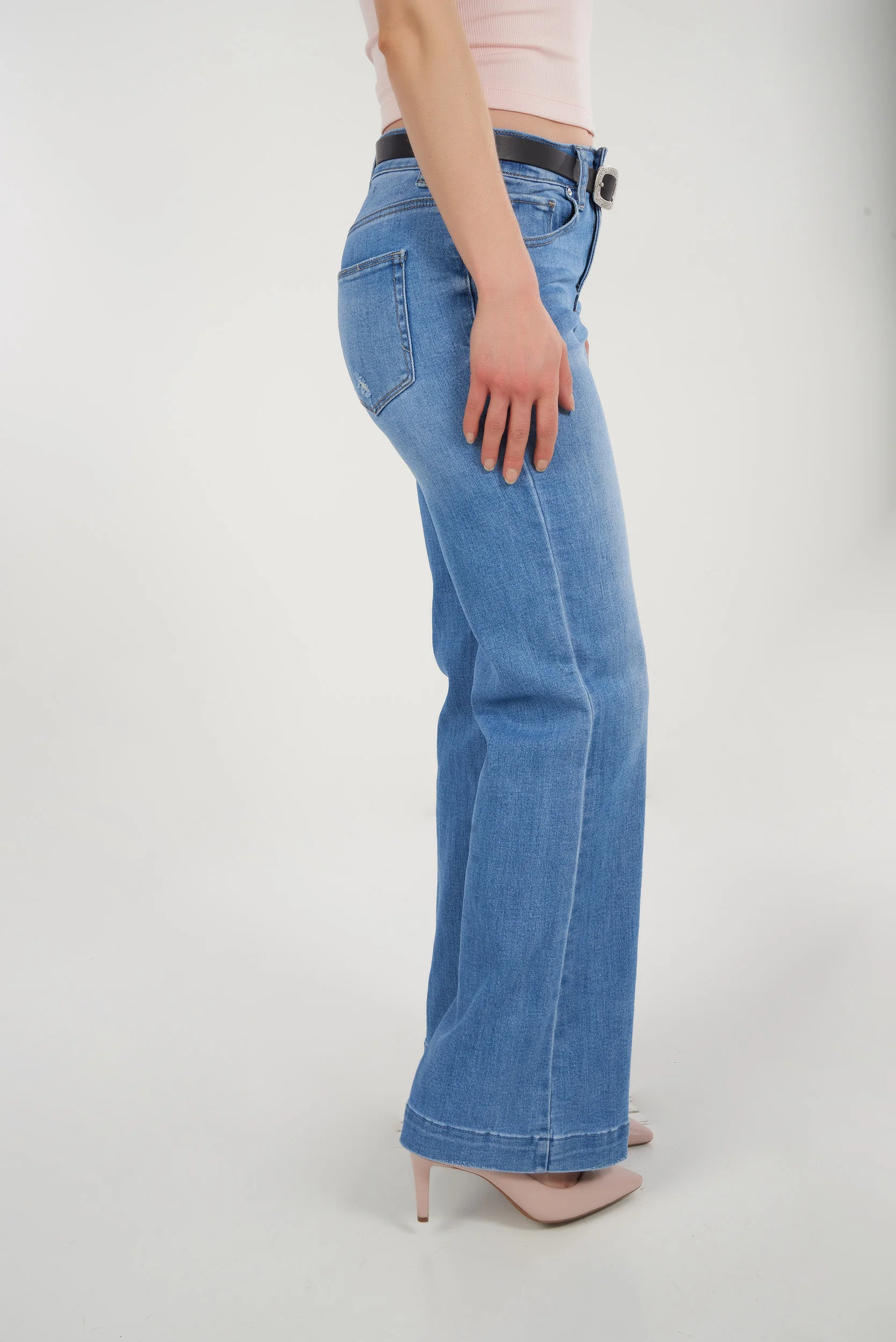 Jean bleu classique à jambe large évasée - EP3707 - (E-C15) - Image 3