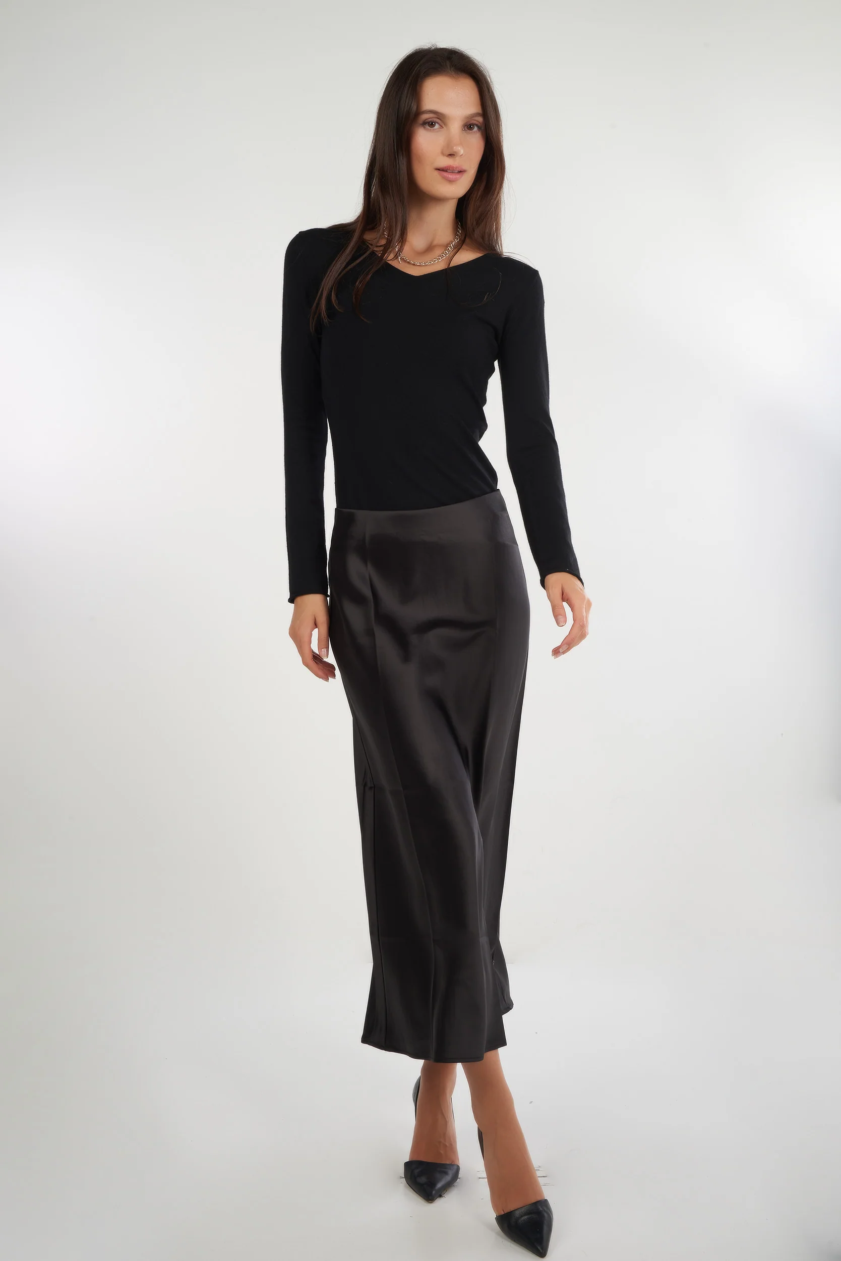 Jupe midi en satin - ISK1381 - (E-B1) - Image 10