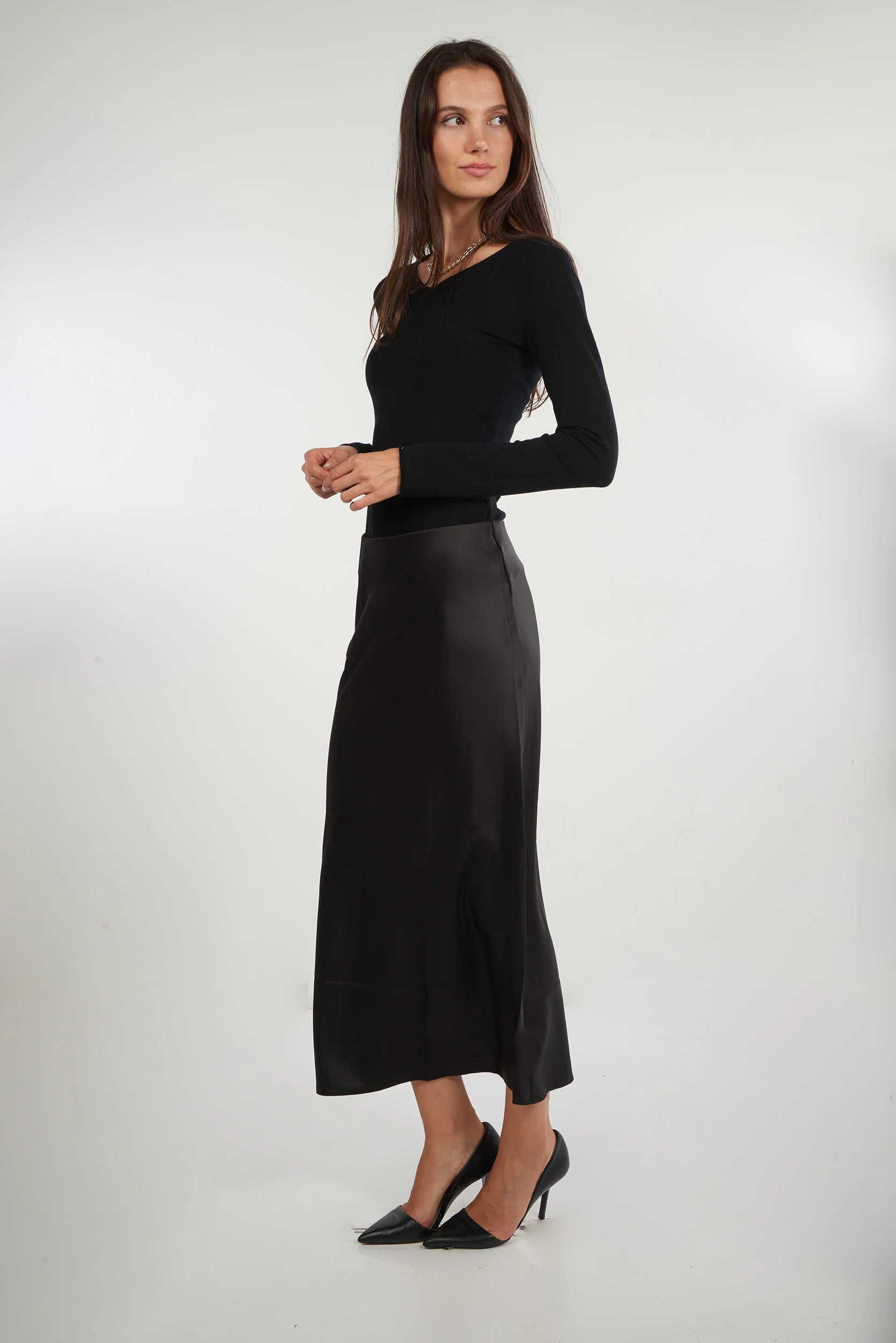 Jupe midi en satin - ISK1381 - (E-B1) - Image 12