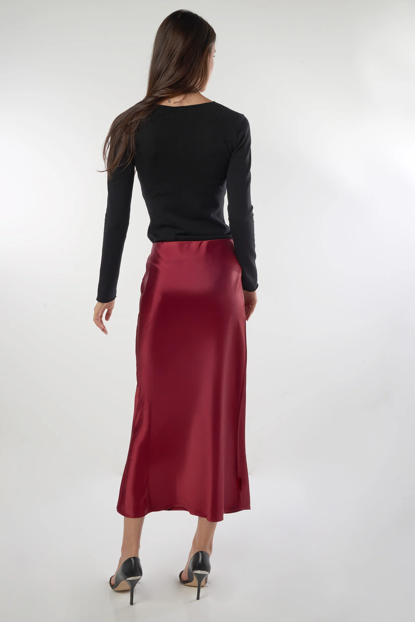 Jupe midi en satin - ISK1381 - (E-B1) - Image 5