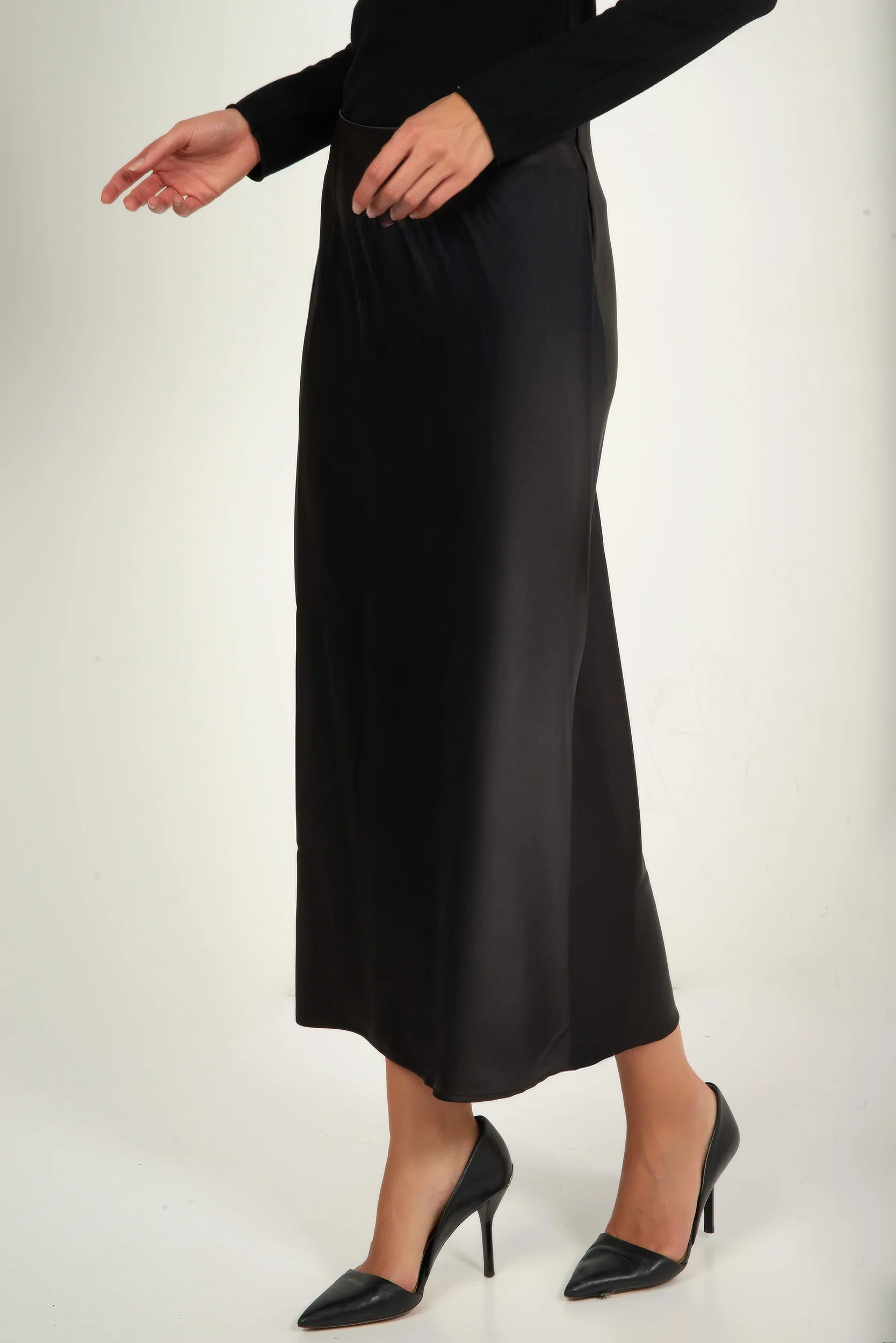 Jupe midi en satin - ISK1381 - (E-B1) - Image 9
