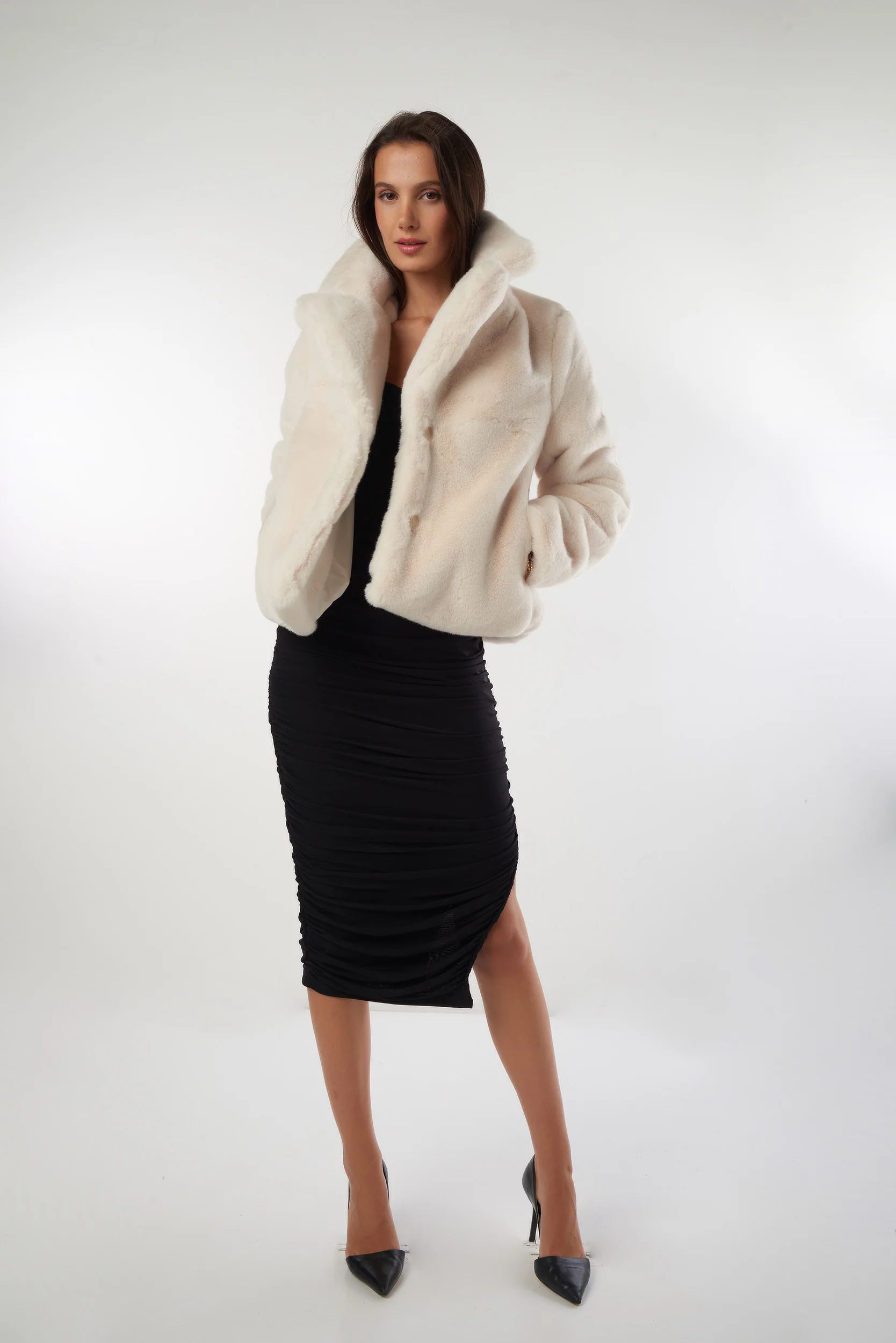 Manteau court en fourrure - DIANA -  (E-C6) - Image 5