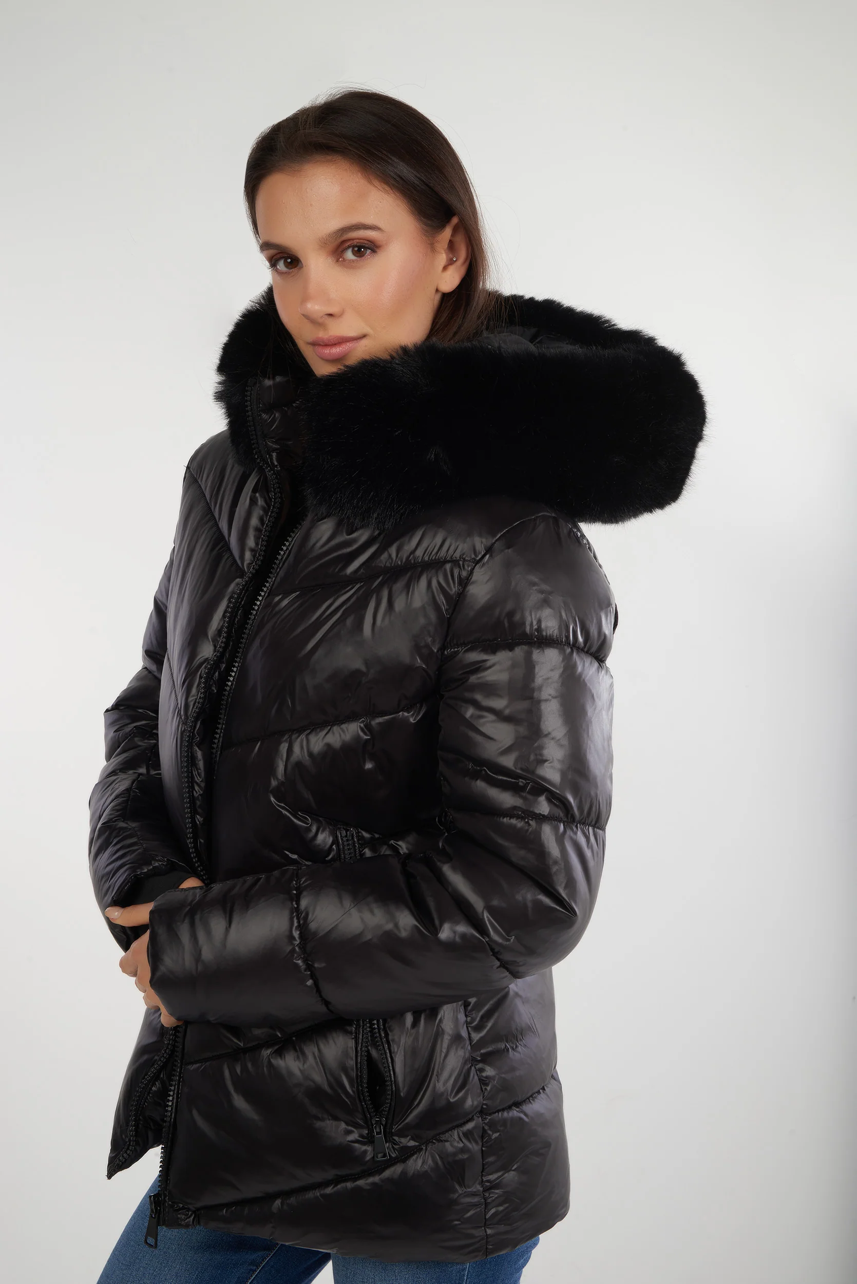 Manteau court à capuche en fourrure - MALAK - (E-C3) - Image 3