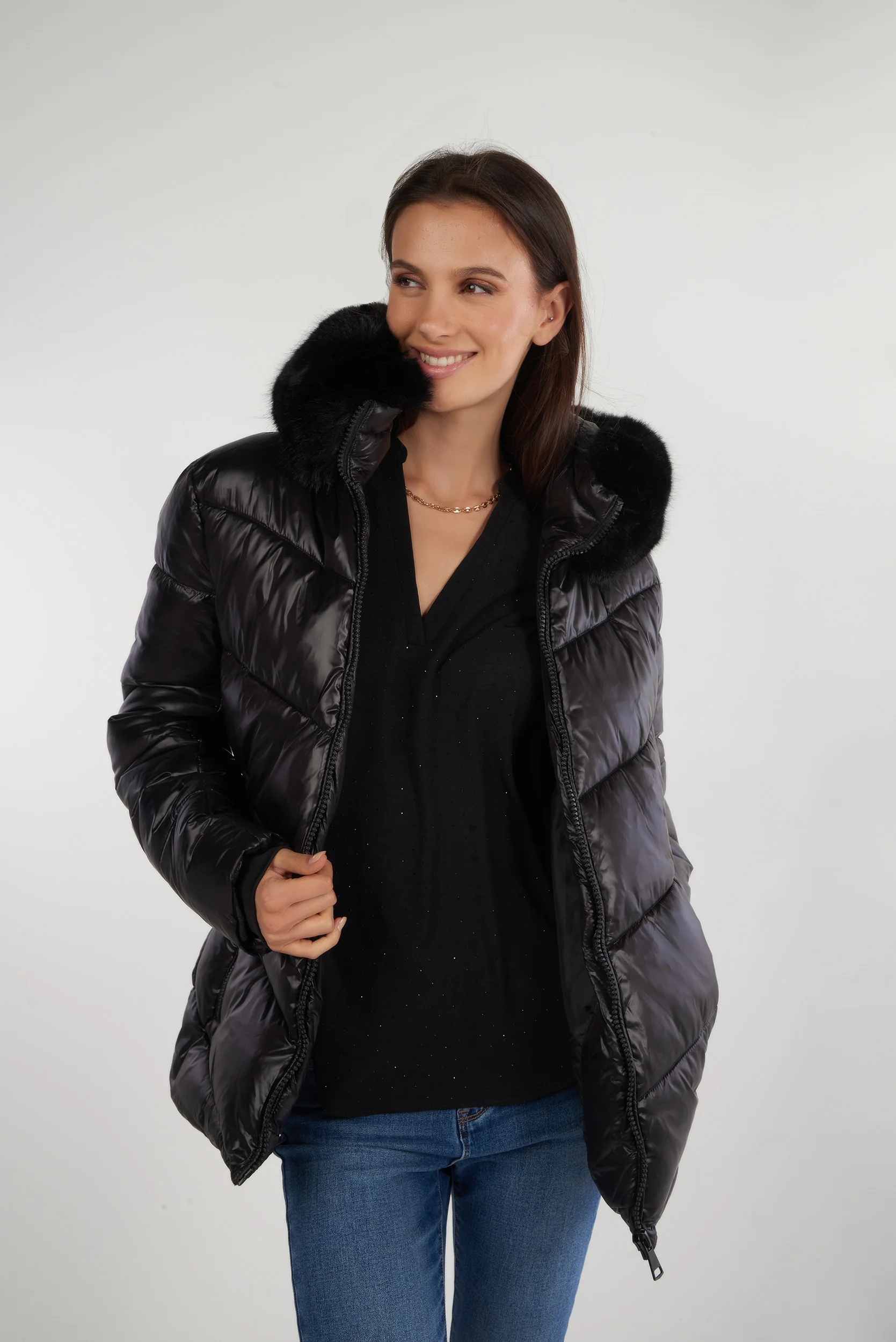 Manteau court à capuche en fourrure - MALAK - (E-C3) - Image 4