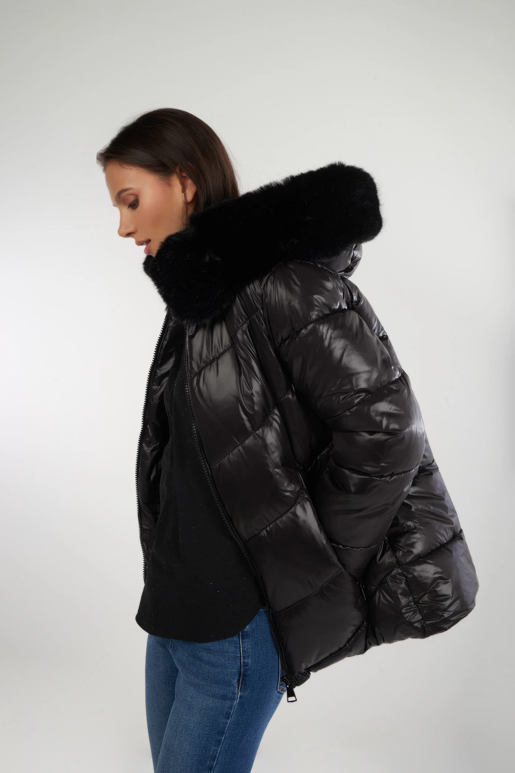 Manteau court à capuche en fourrure - MALAK - (E-C3) - Image 6