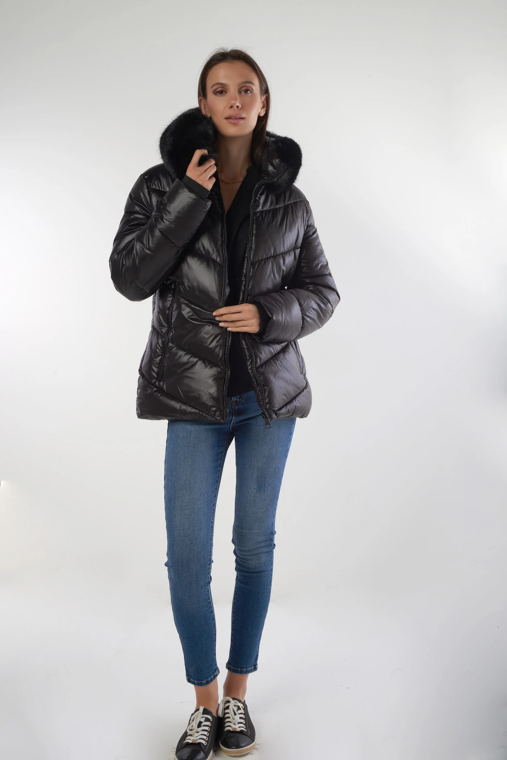 Manteau court à capuche en fourrure - MALAK - (E-C3) - Image 8