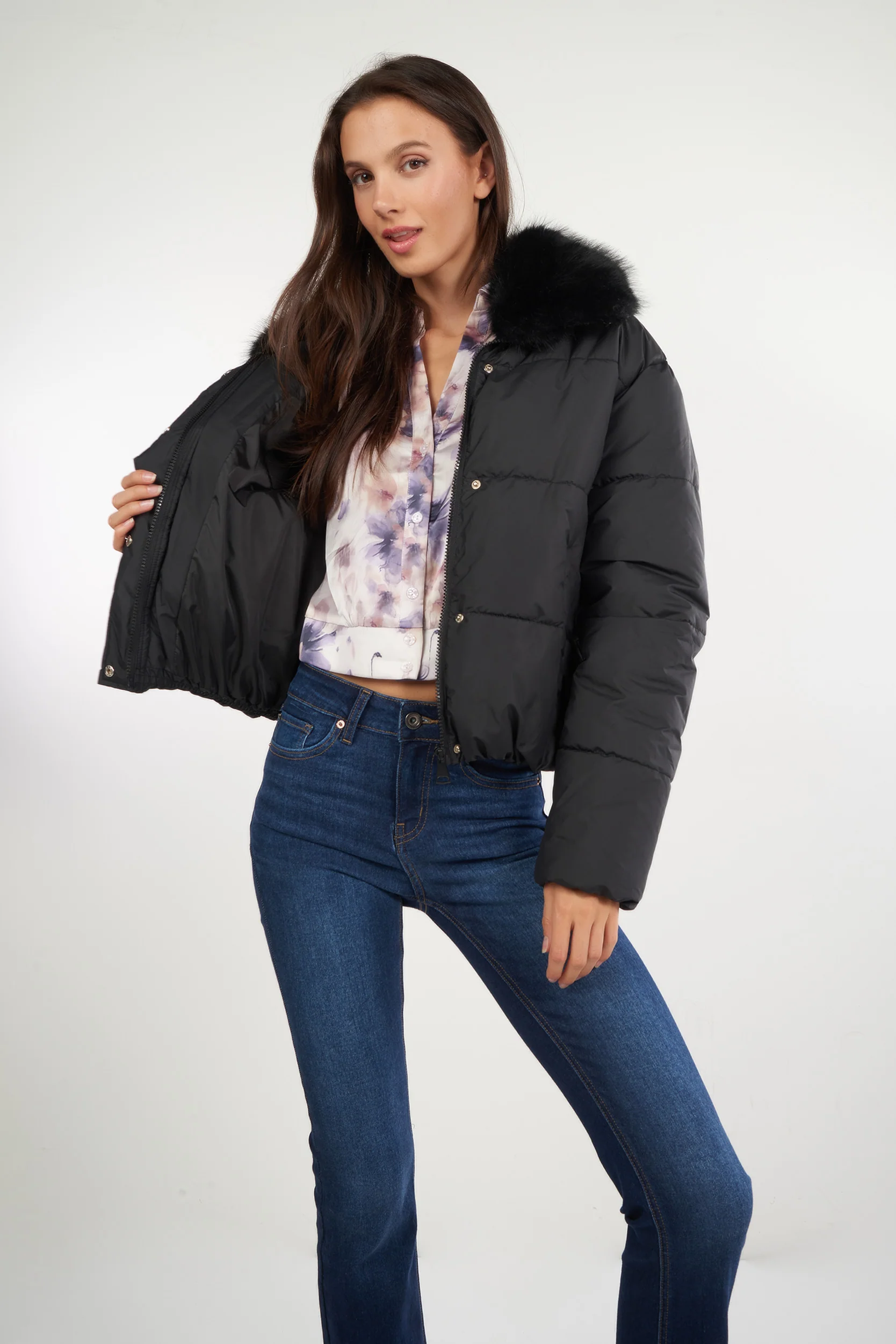 Manteau court à col en fourrure - CELINE - (E-C4) - Image 13