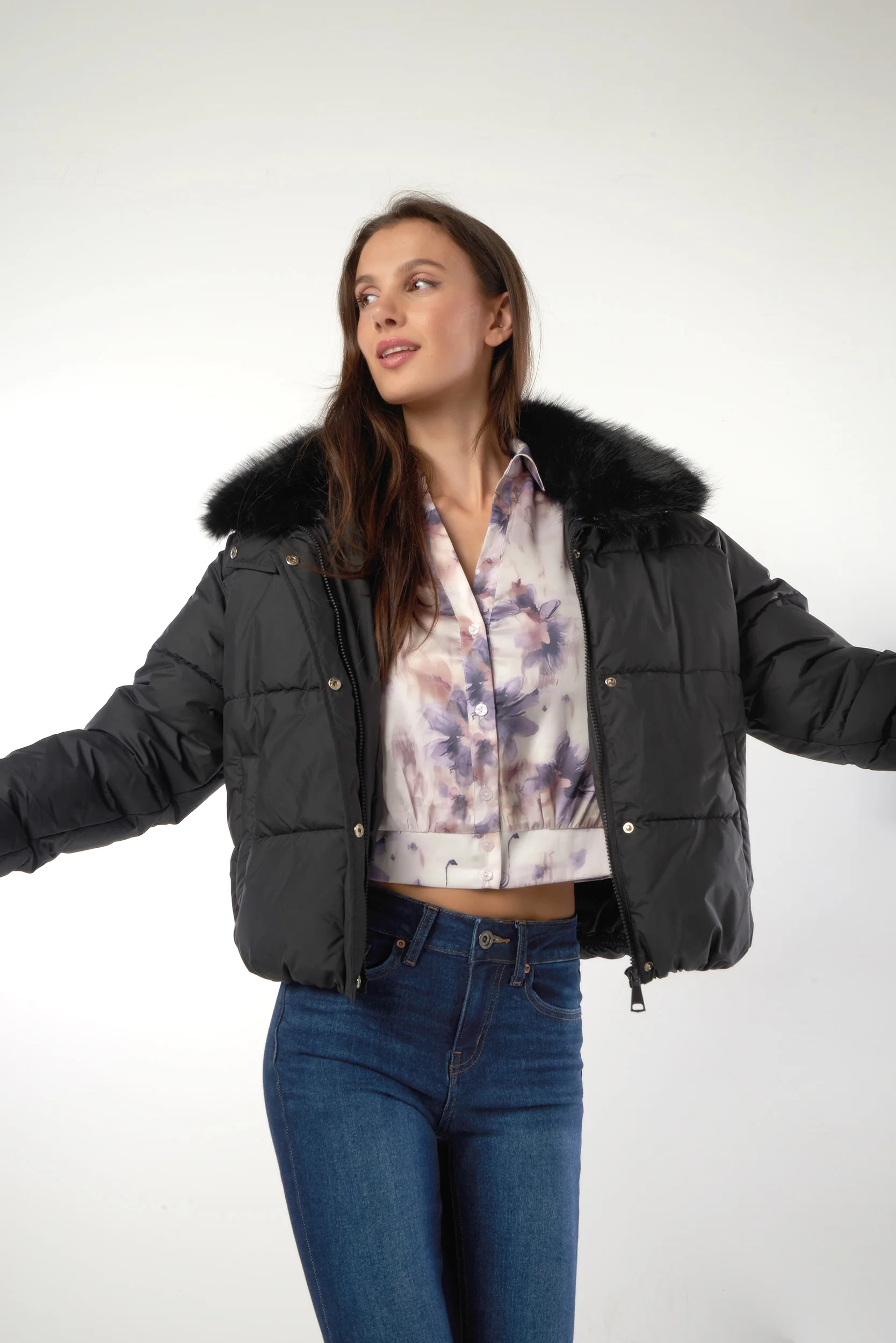 Manteau court à col en fourrure - CELINE - (E-C4) - Image 14