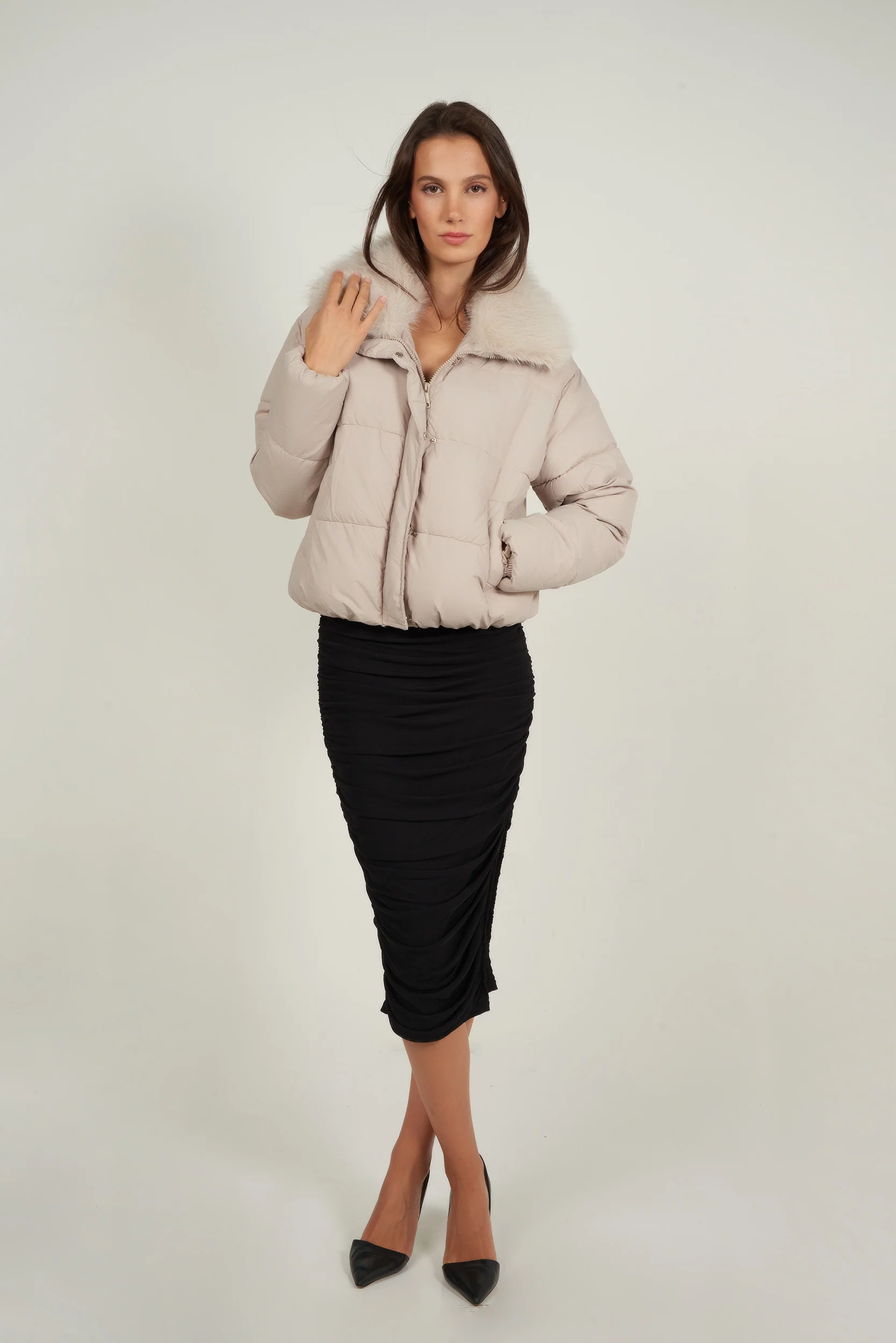 Manteau court à col en fourrure - CELINE - (E-C4) - Image 6