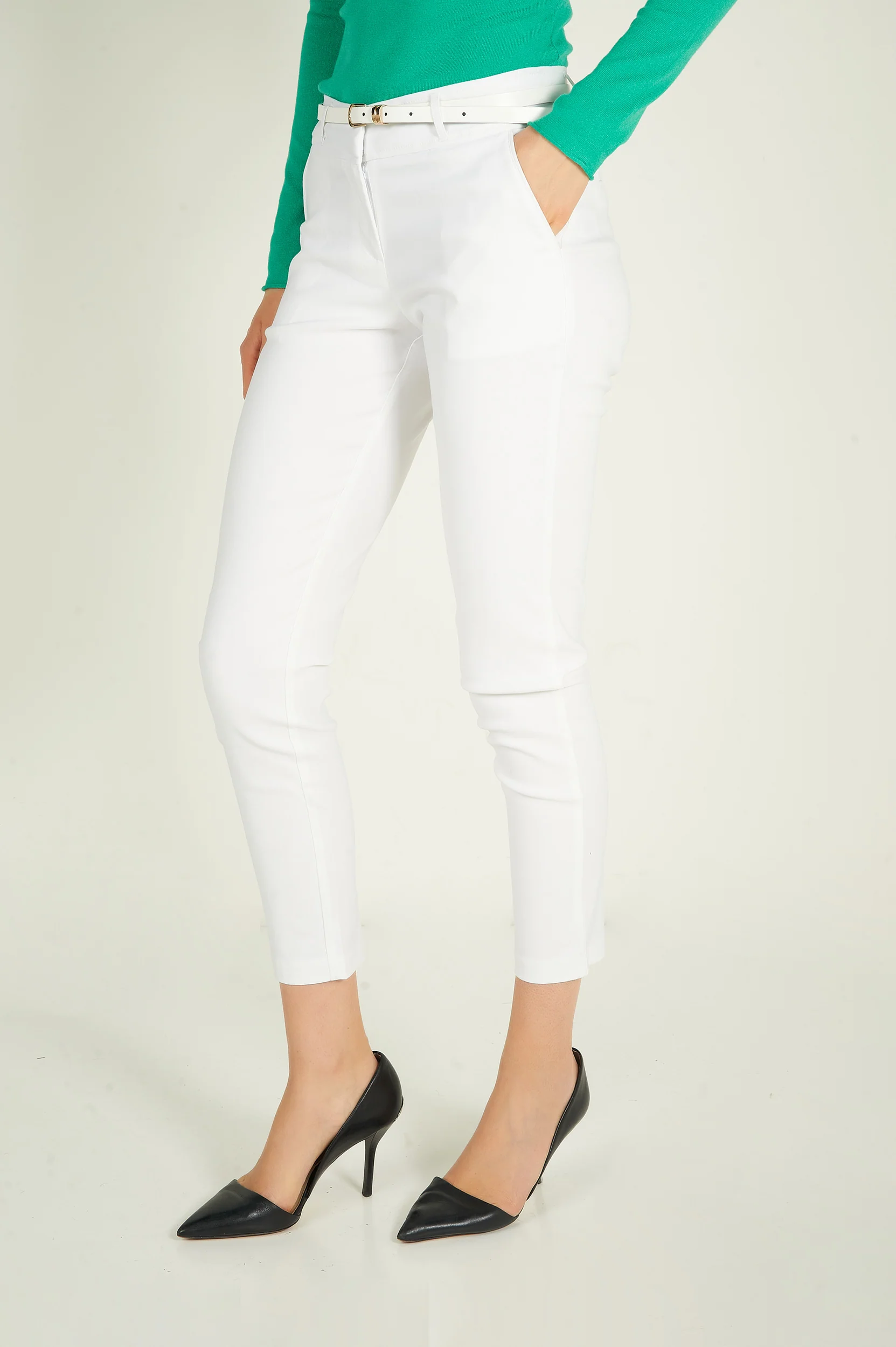 Pantalon à jambe étroite avec ceinture - HP9080-Y1 - (E-C1) - Image 3