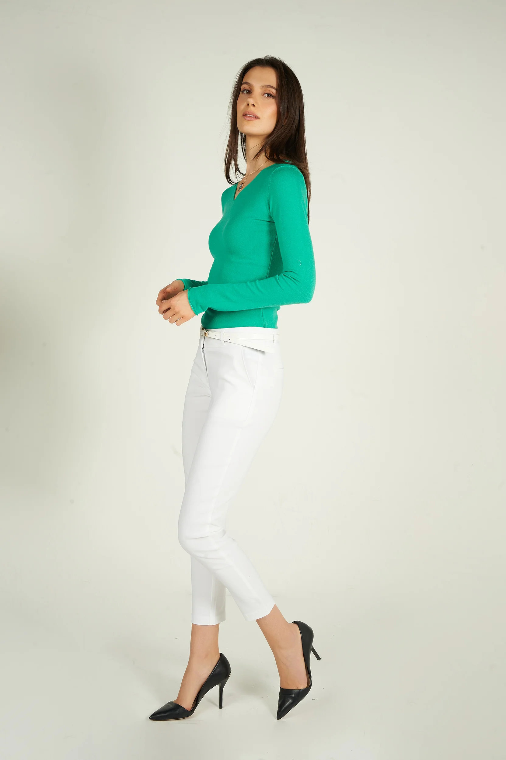 Pantalon à jambe étroite avec ceinture - HP9080-Y1 - (E-C1) - Image 5