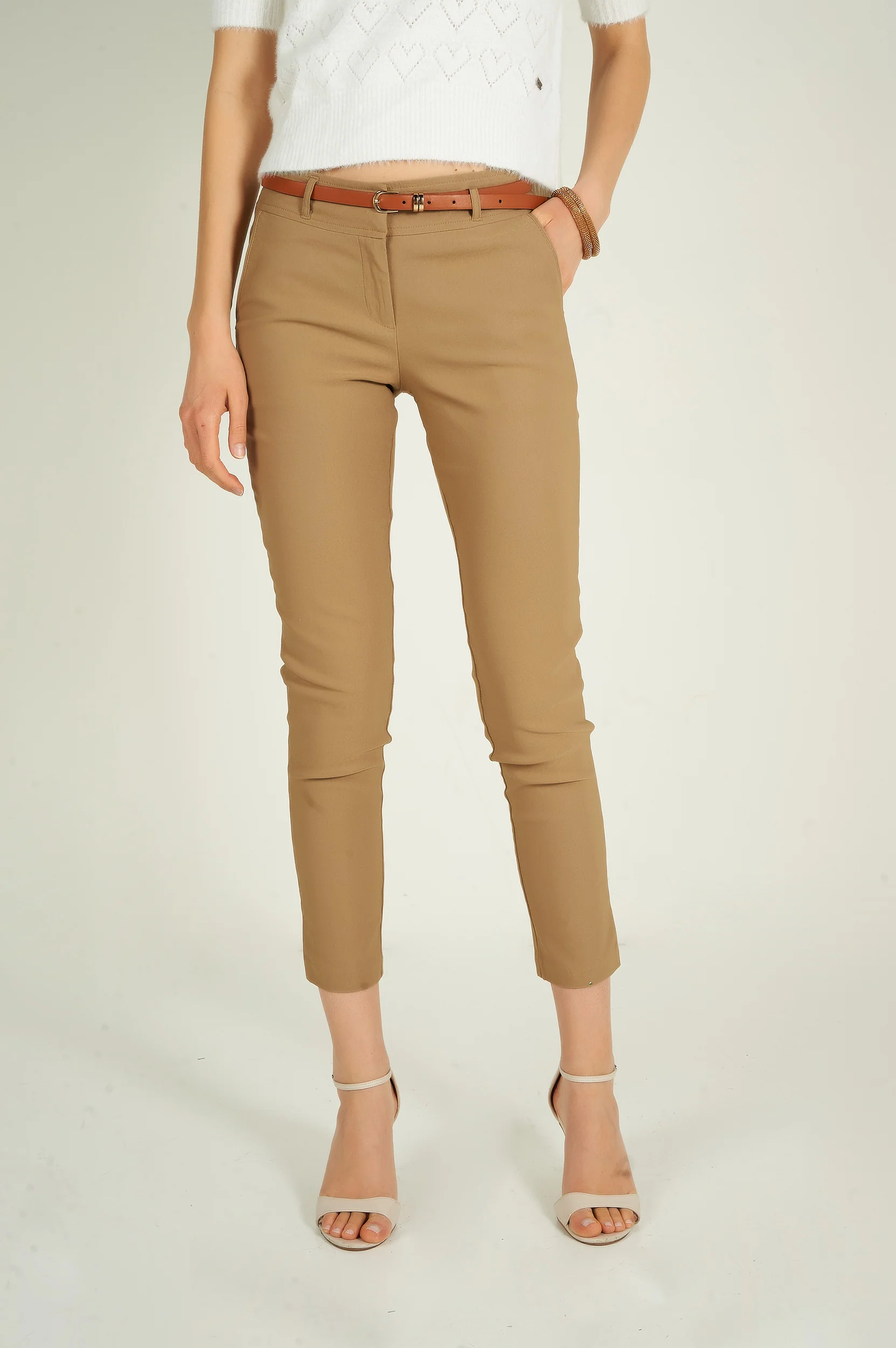 Pantalon à jambe étroite avec ceinture - HP9080-Y1 - (E-C1) - Image 6