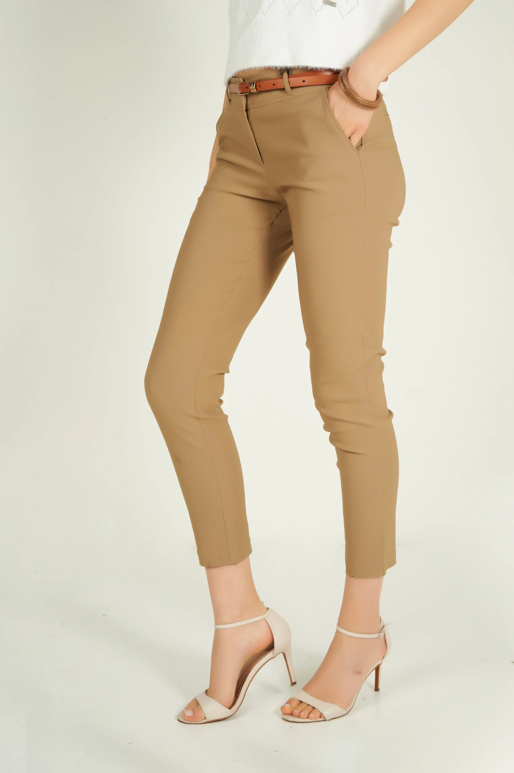 Pantalon à jambe étroite avec ceinture - HP9080-Y1 - (E-C1) - Image 8