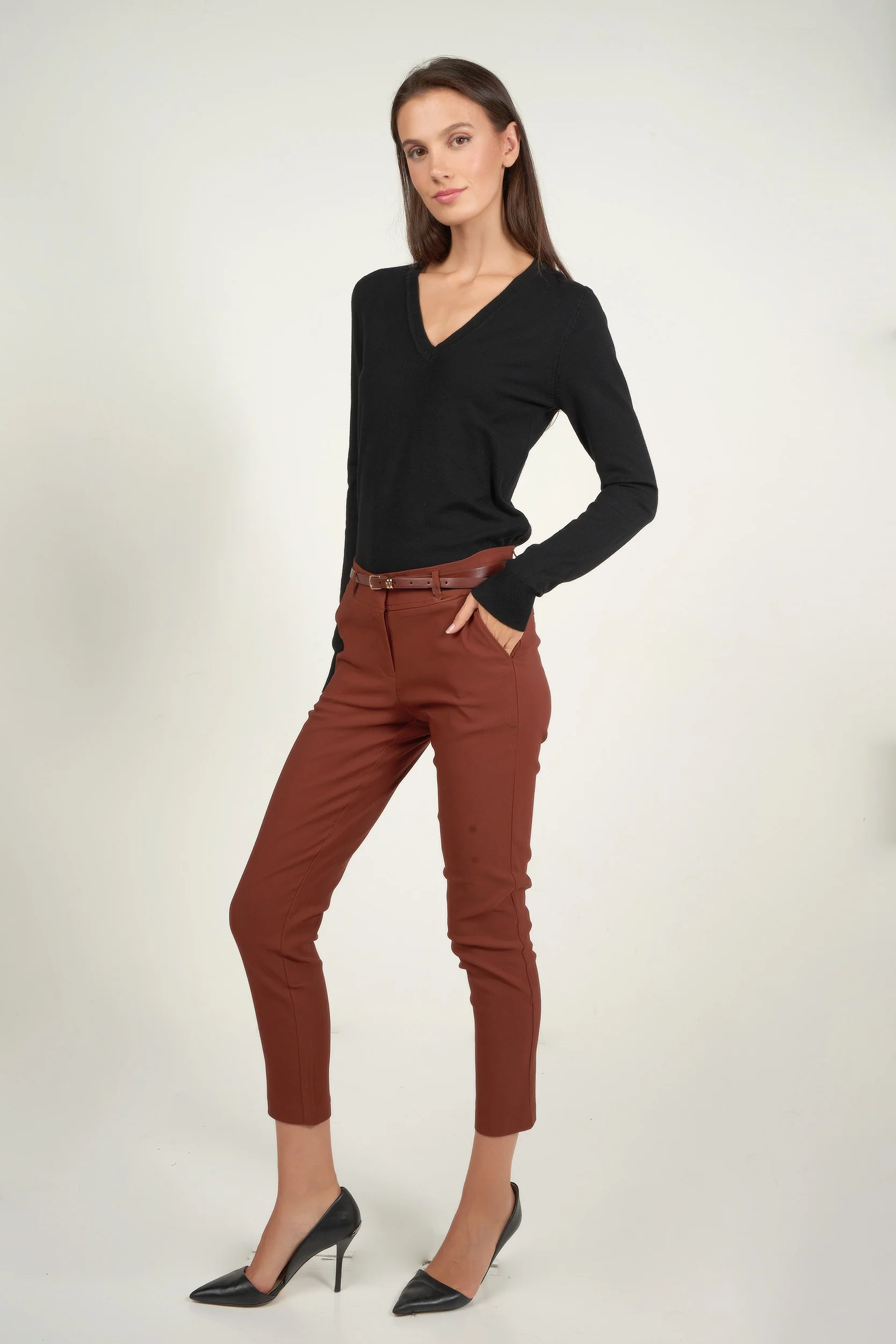 Pantalon étroit avec ceinture - HP9080-Y2 - (E-C2) - Image 6