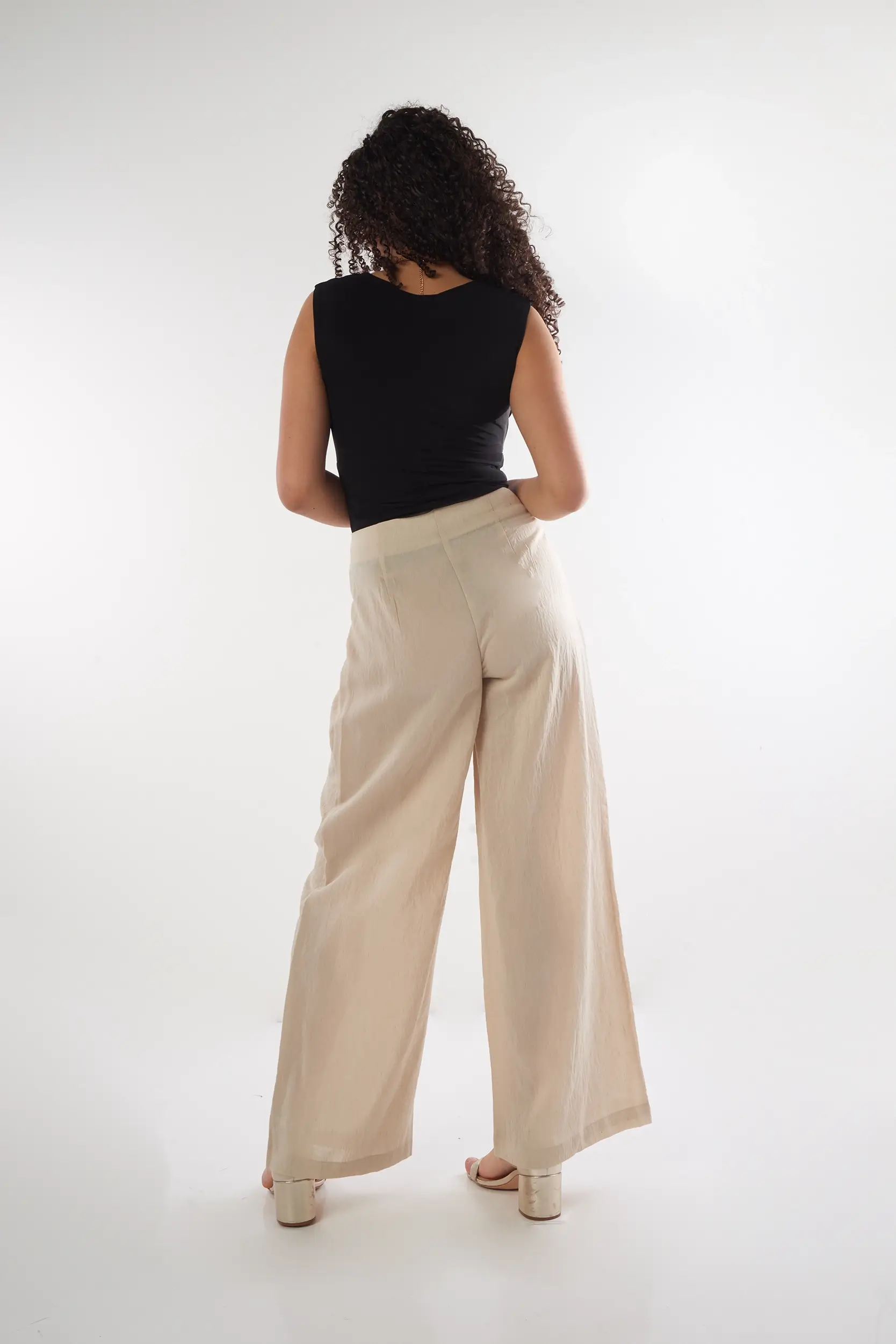 Pantalon Palazzo Beige - FEA - (E-C9) - Image 6