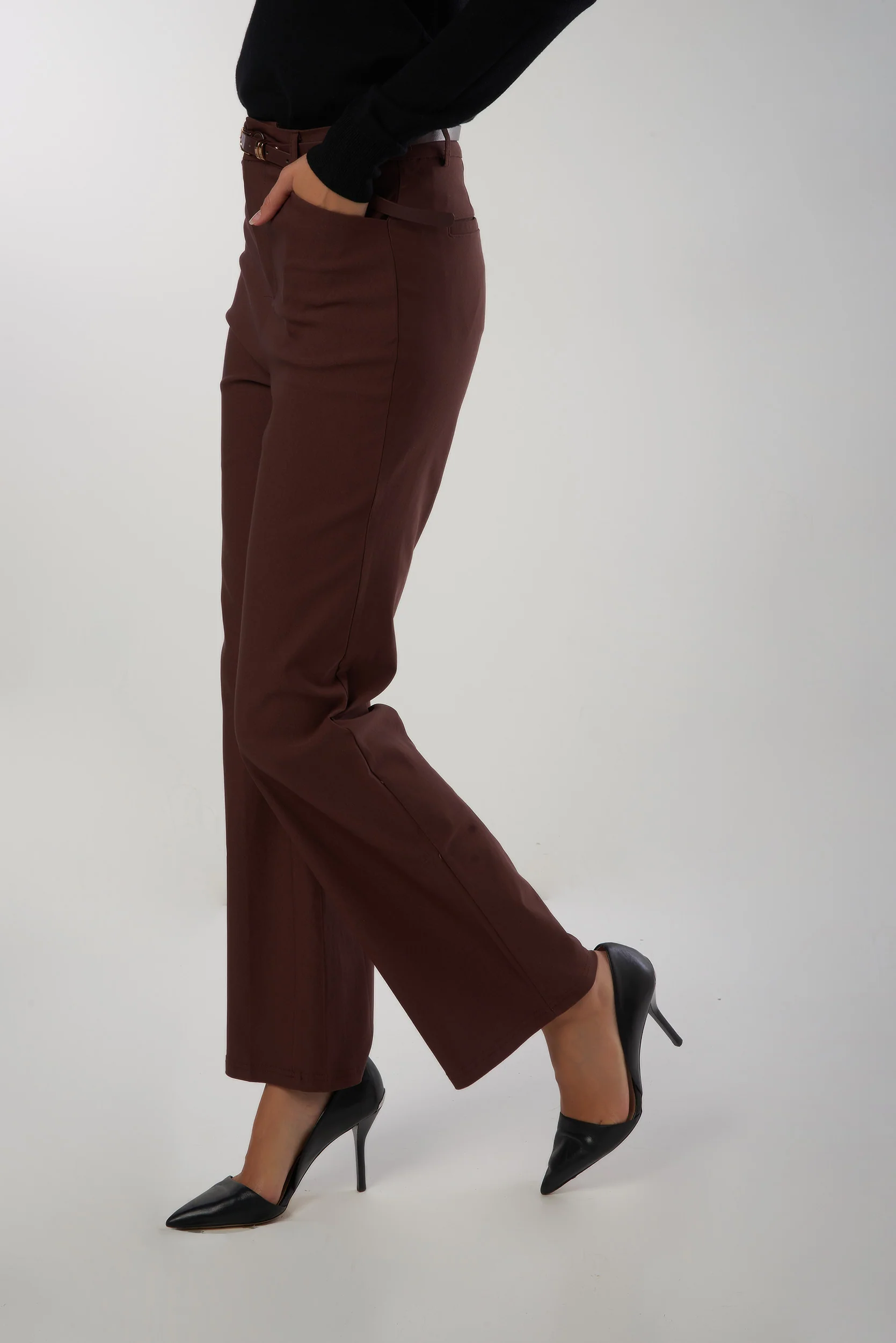 Pantalon jambe large avec ceinture - YP5078 - (E-C2) - Image 3
