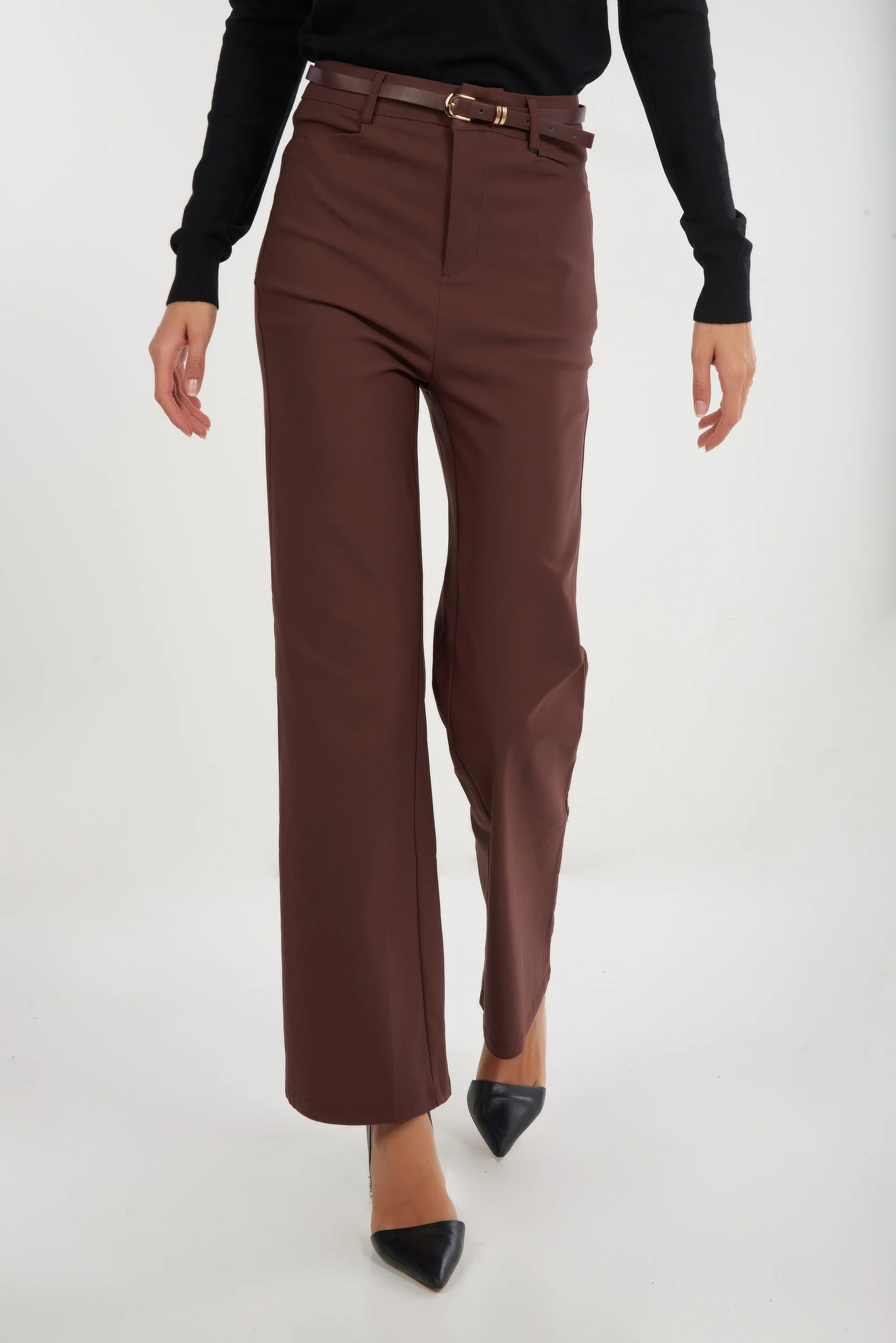 Pantalon jambe large avec ceinture - YP5078 - (E-C2) - Image 4