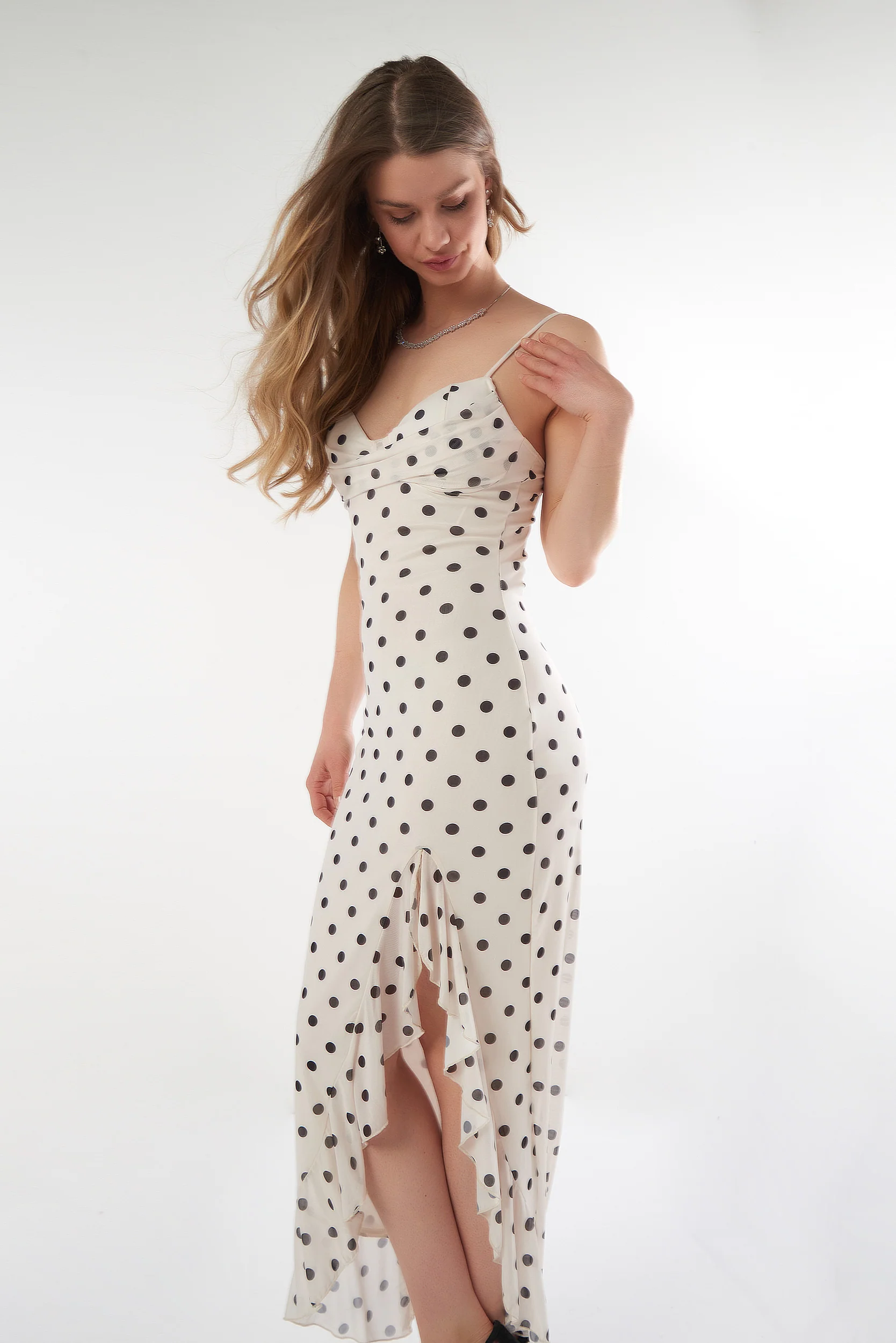 Robe Longue à Pois Chic - BD3140V - (E-A14) - Image 6