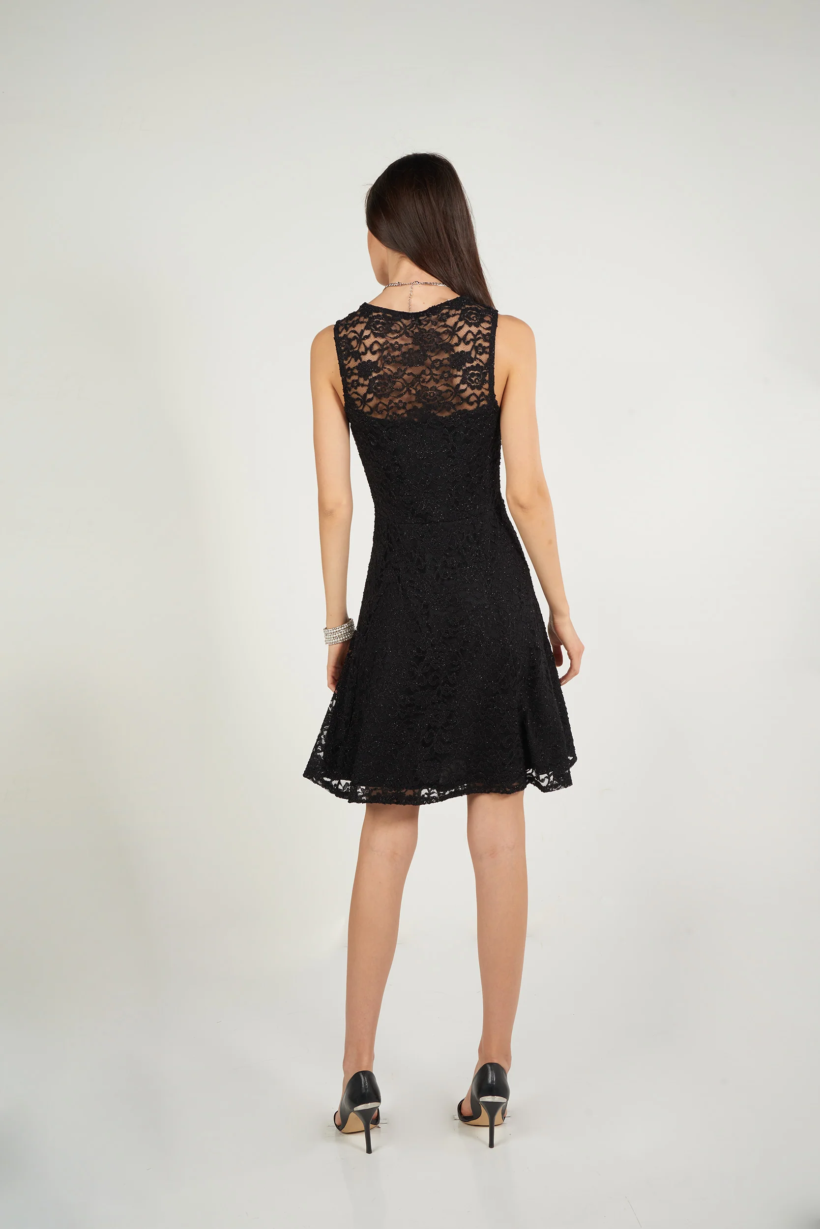 Robe évasée en dentelle fleurie - LINDA - - Image 10