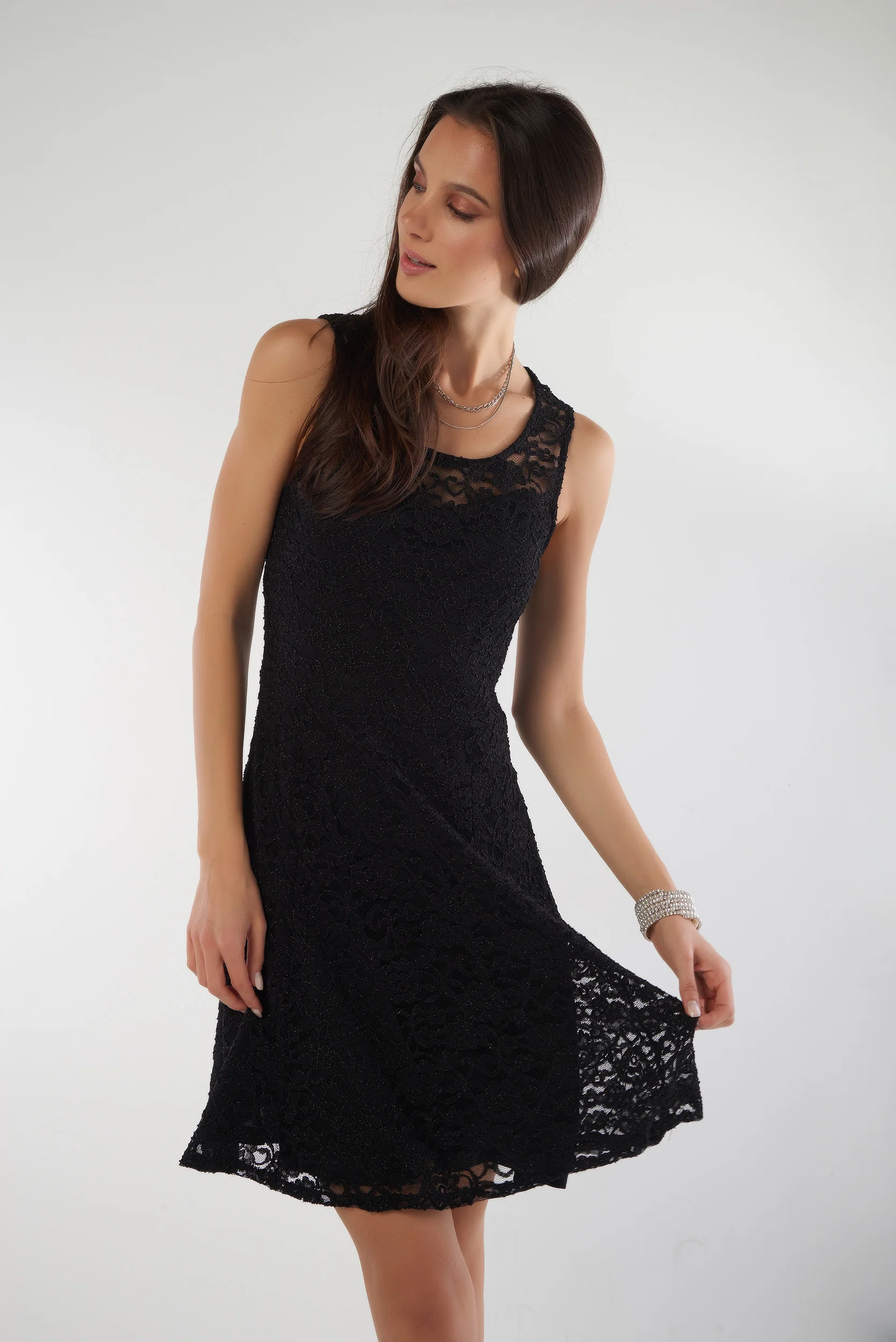 Robe évasée en dentelle fleurie - LINDA - - Image 11