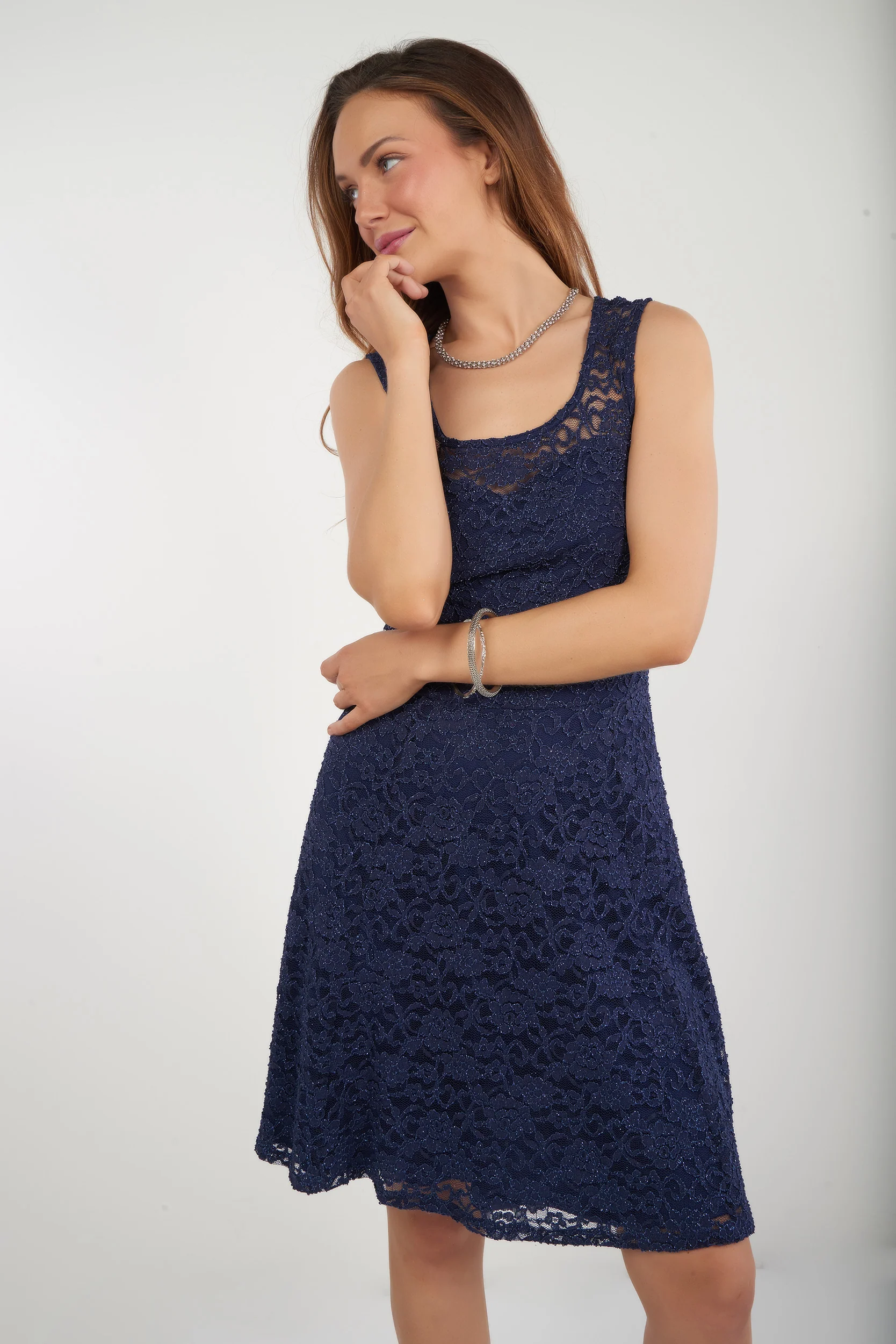 Robe évasée en dentelle fleurie - LINDA - - Image 7