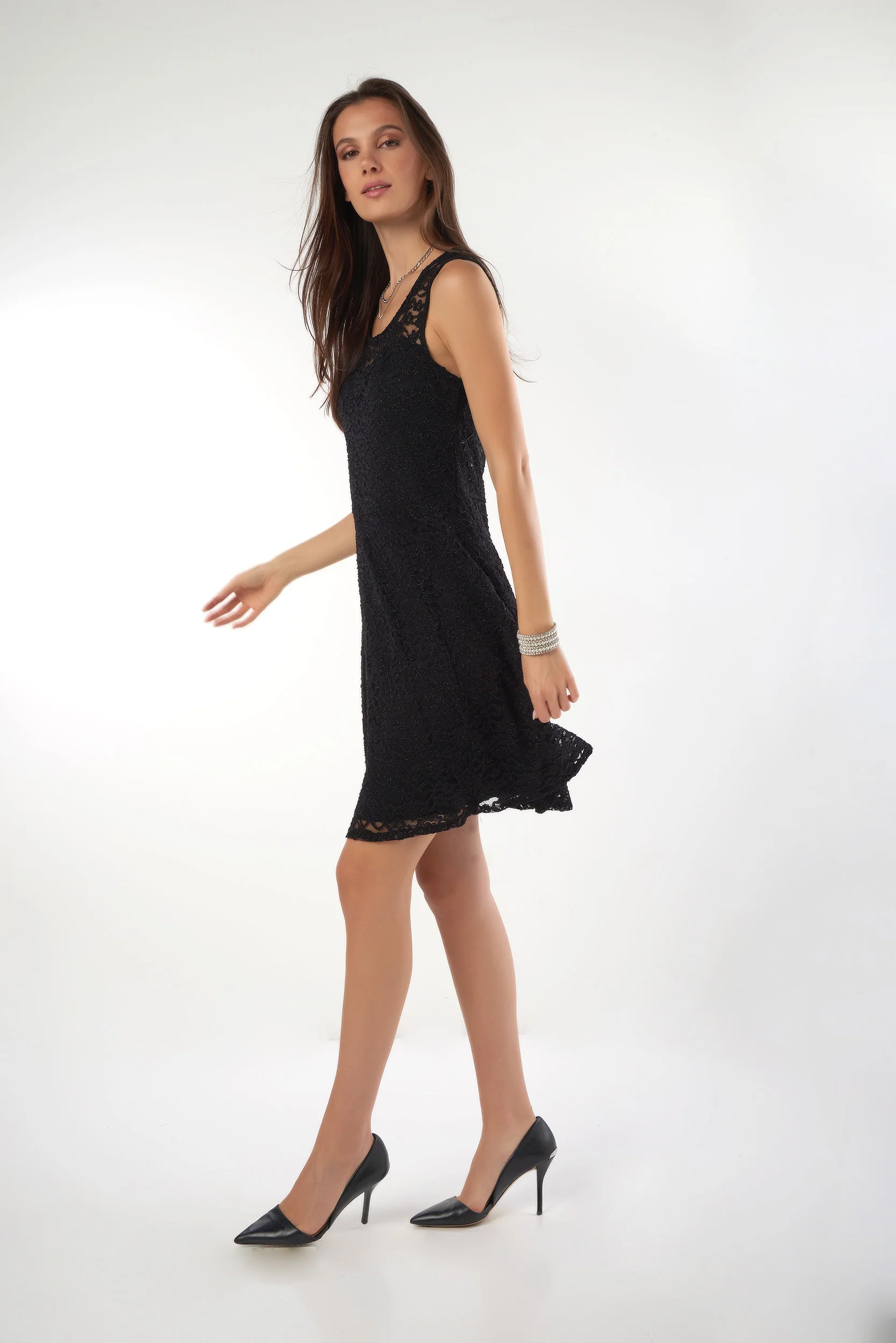 Robe évasée en dentelle fleurie - LINDA - - Image 9