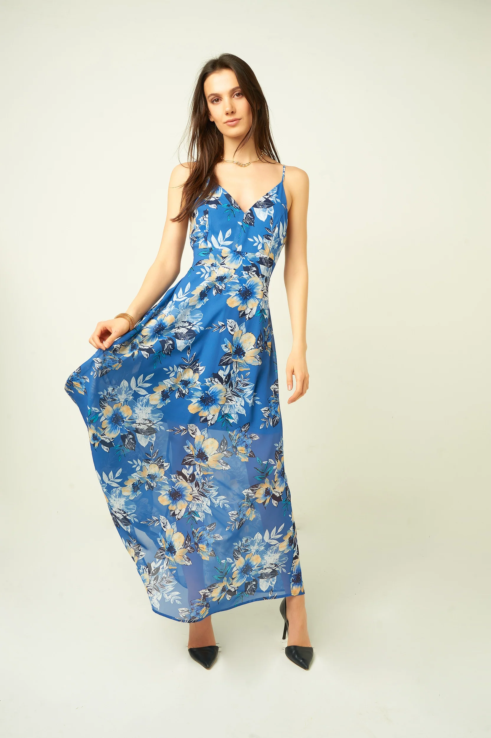 Robe fleurie en chiffon - HALIMAX - (E-C14) - Image 3