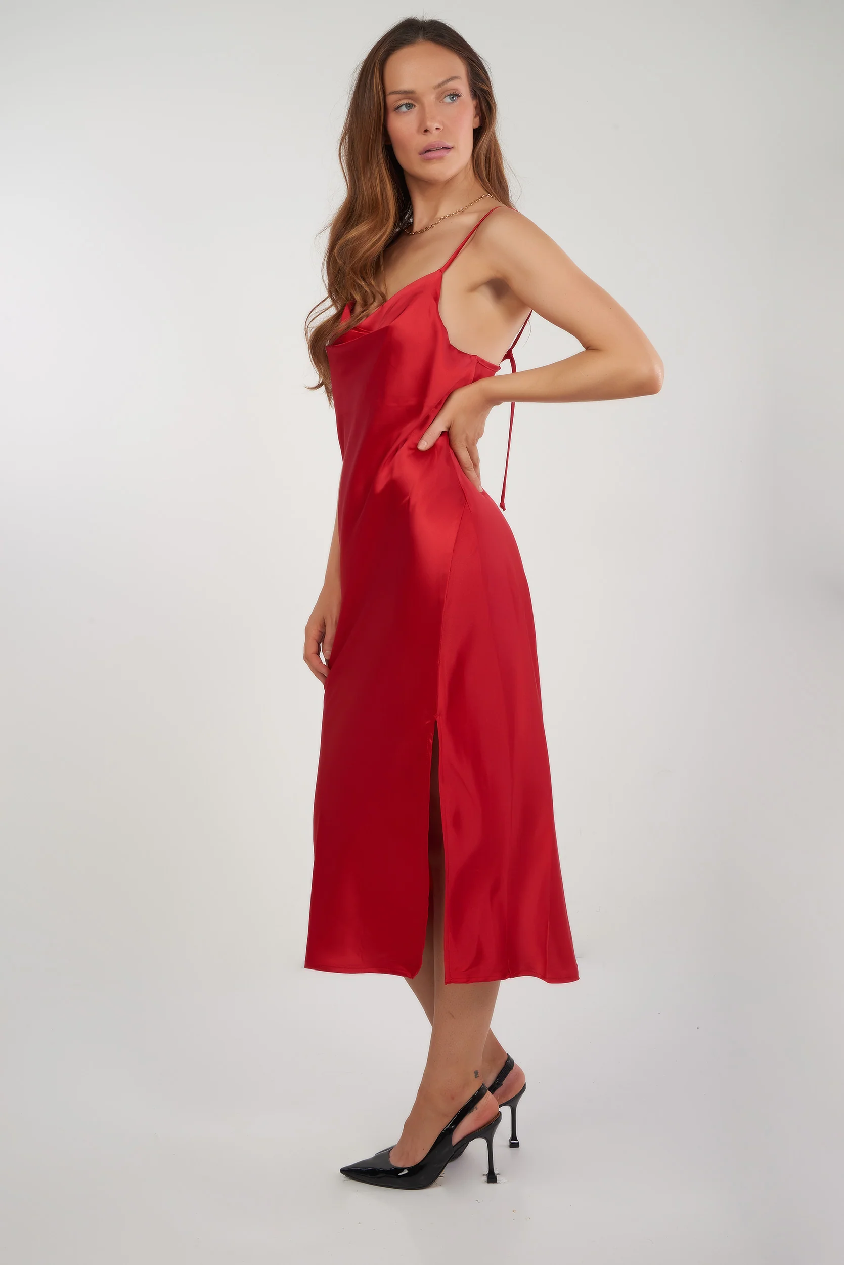 Robe en satin avec col bénitier - 4438DR - (R-B3) - Image 10