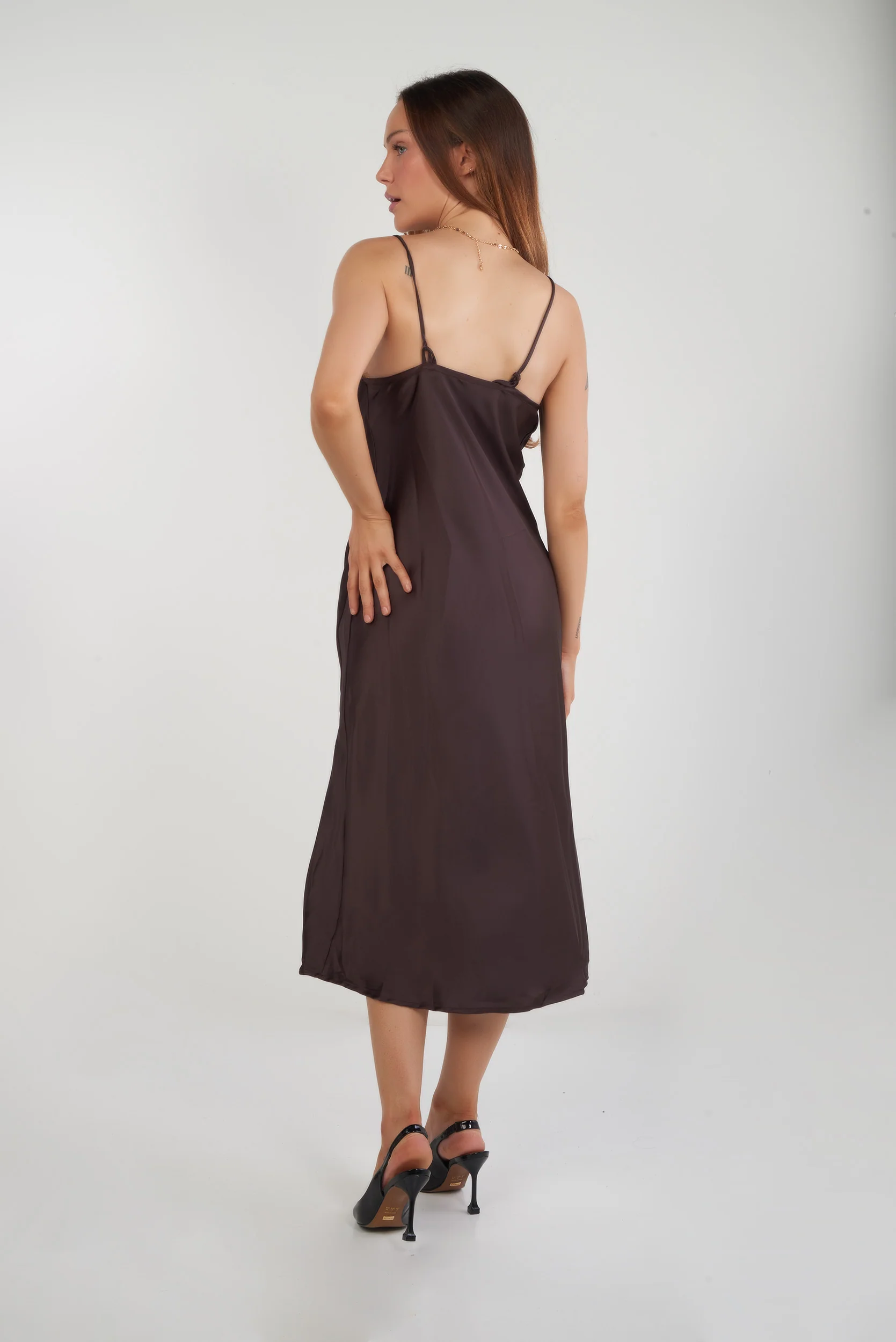 Robe en satin avec col bénitier - 4438DR - (R-B3) - Image 3