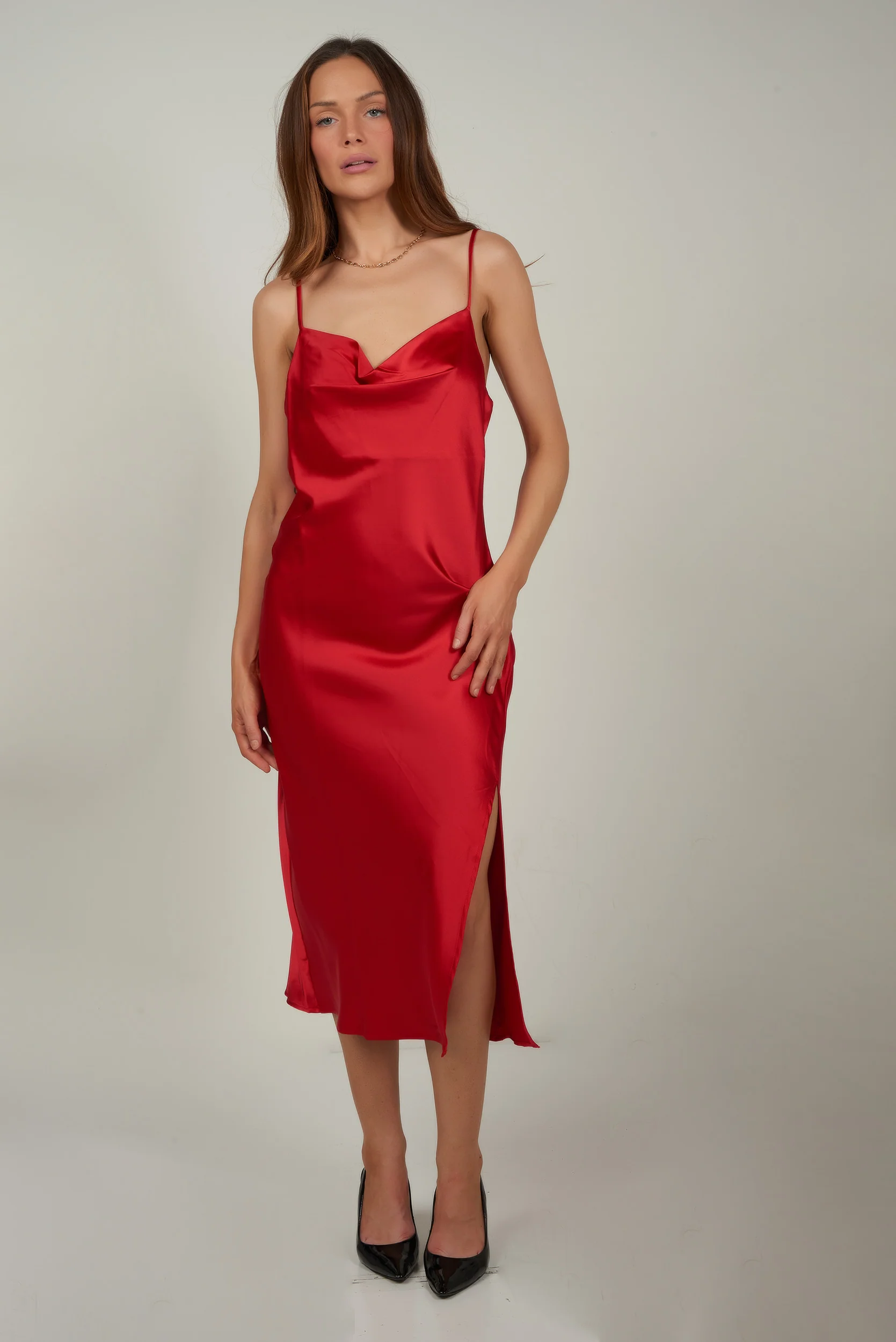 Robe en satin avec col bénitier - 4438DR - (R-B3) - Image 8