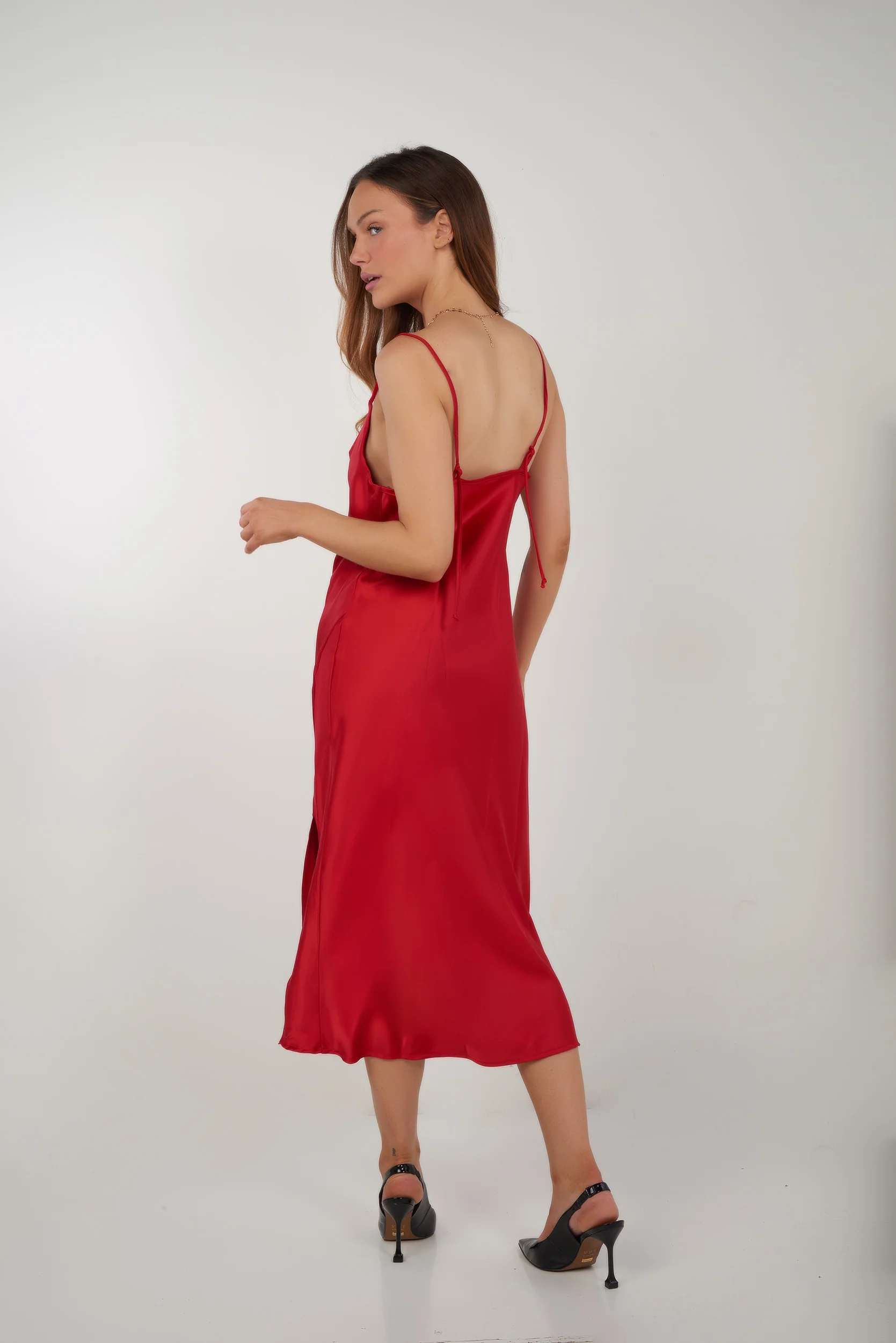 Robe en satin avec col bénitier - 4438DR - (R-B3) - Image 9